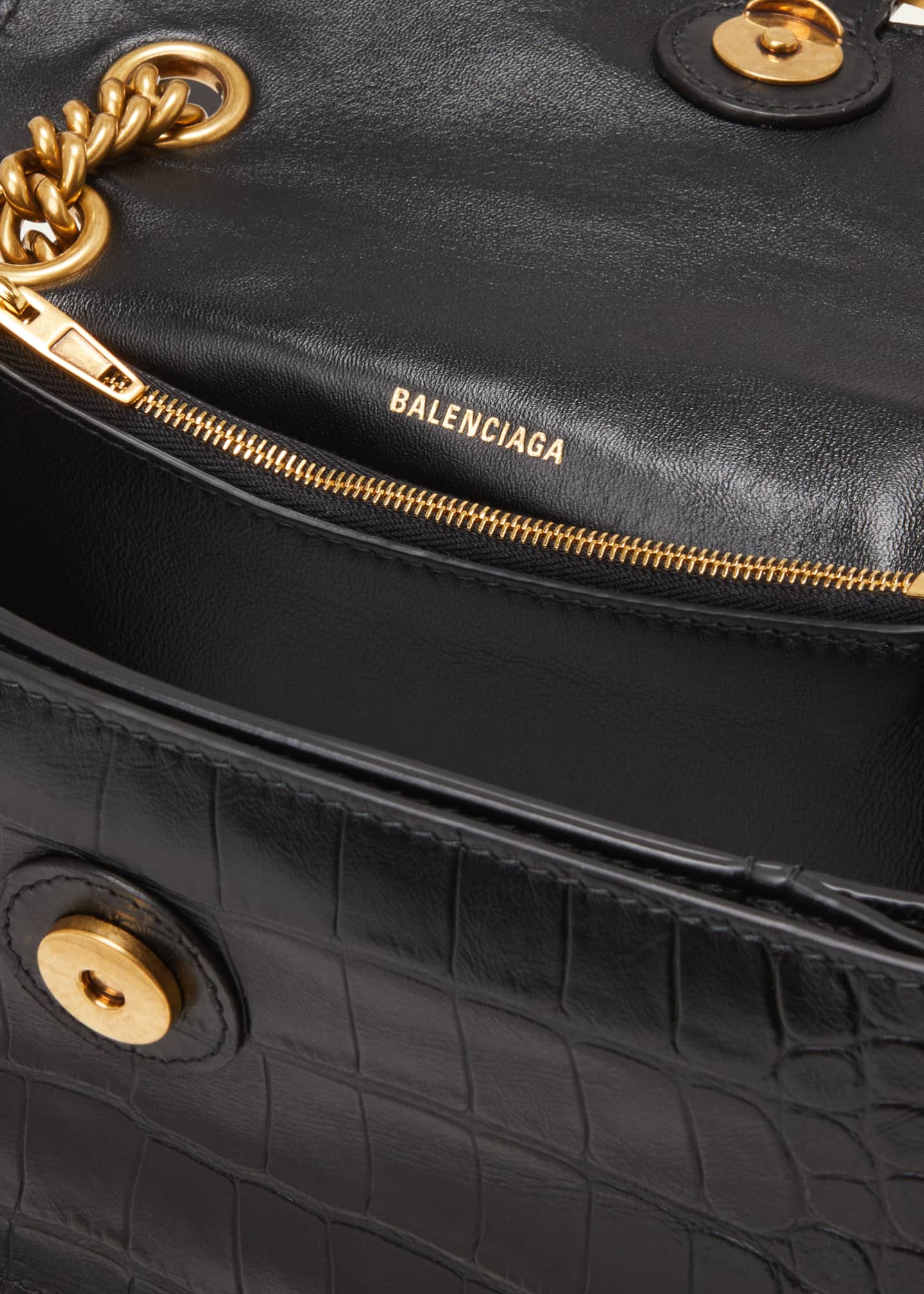 Balenciaga Crush Croc-Embossed Small Shoulder Bag Image 4 of 5