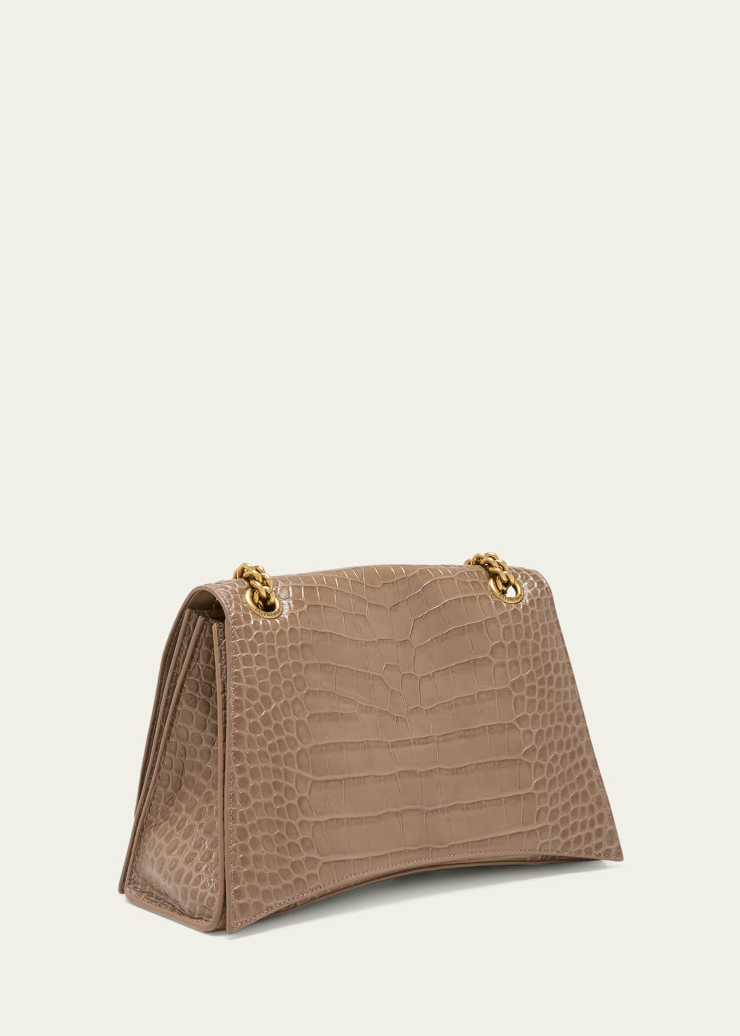 BALENCIAGA Croc Embossed Leather Shoulder Bag for Women