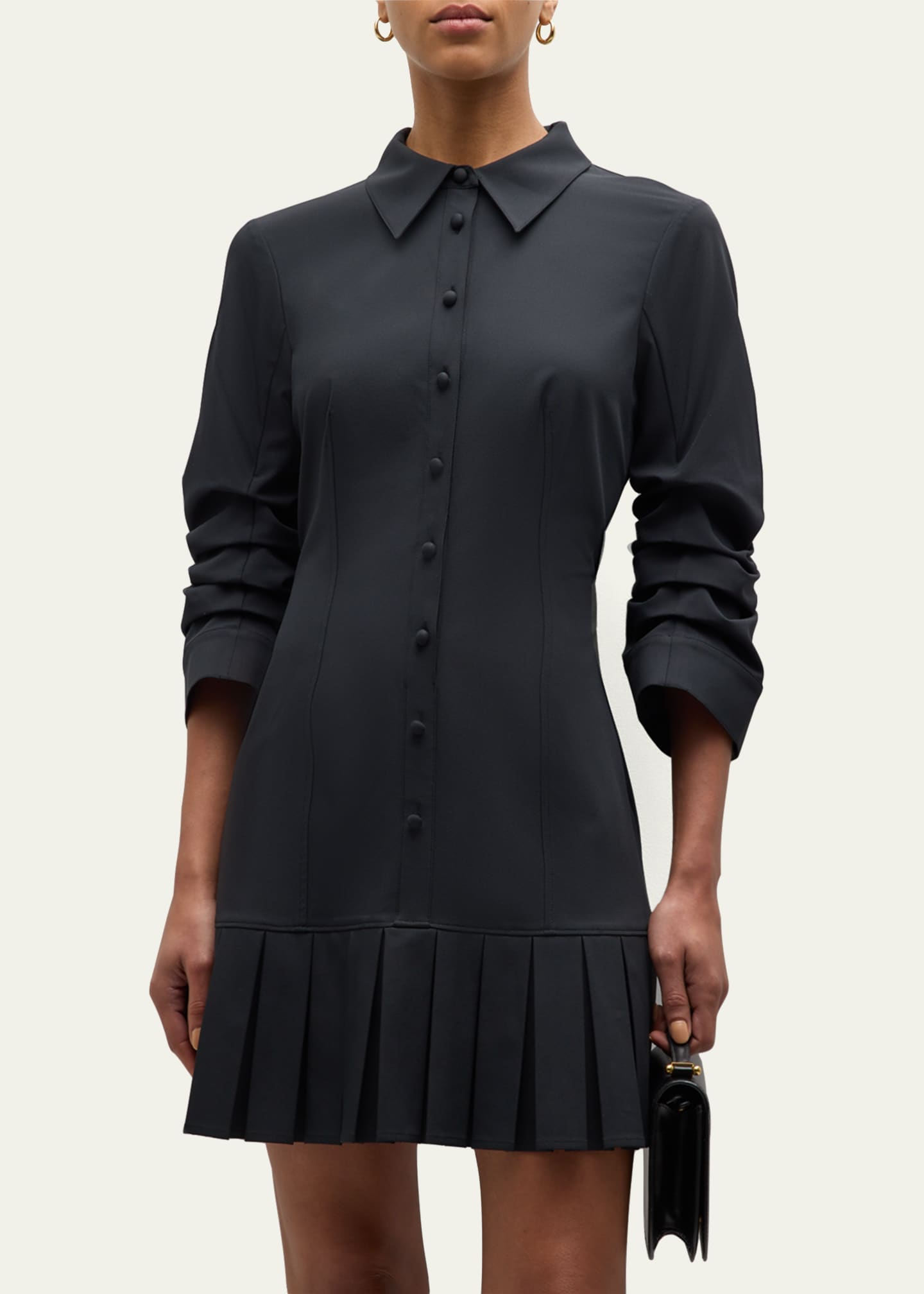 pleated hem shirt dress Black Cotton Pleated Hem T-Shirt Mini Dress