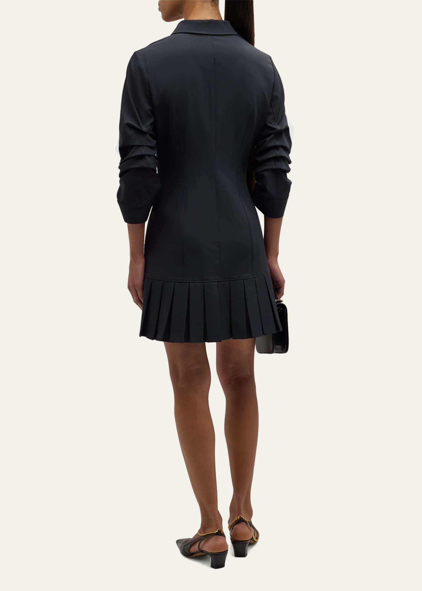 pleated hem shirt dress Black Cotton Pleated Hem T-Shirt Mini Dress