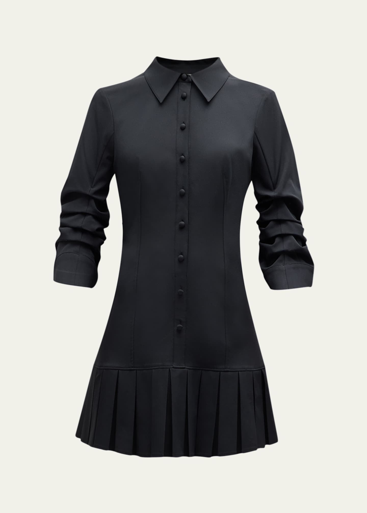 pleated hem shirt dress Black Cotton Pleated Hem T-Shirt Mini Dress