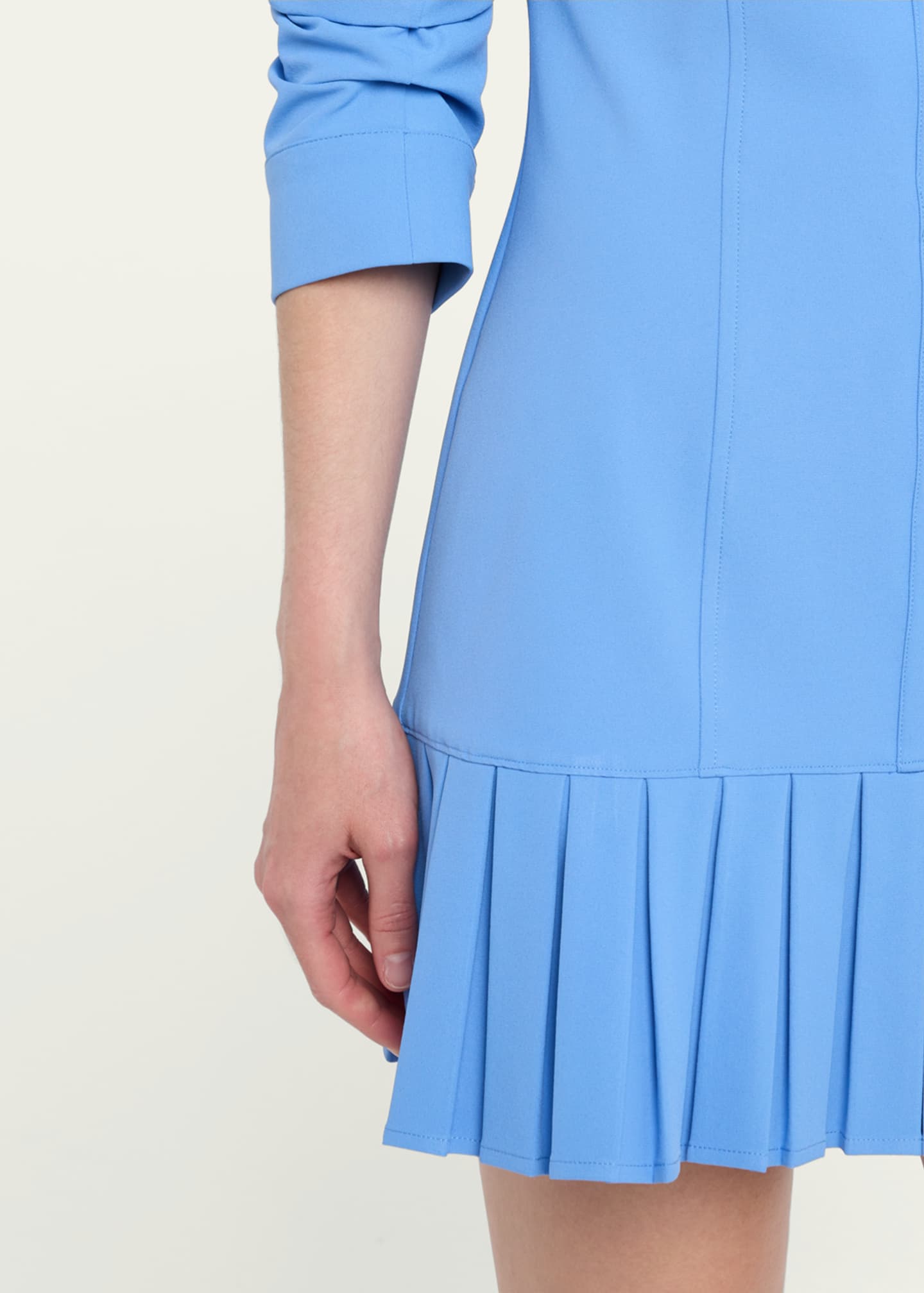 Cinq a Sept Lucilla Topstitched Pleated-Hem Mini Shirtdress