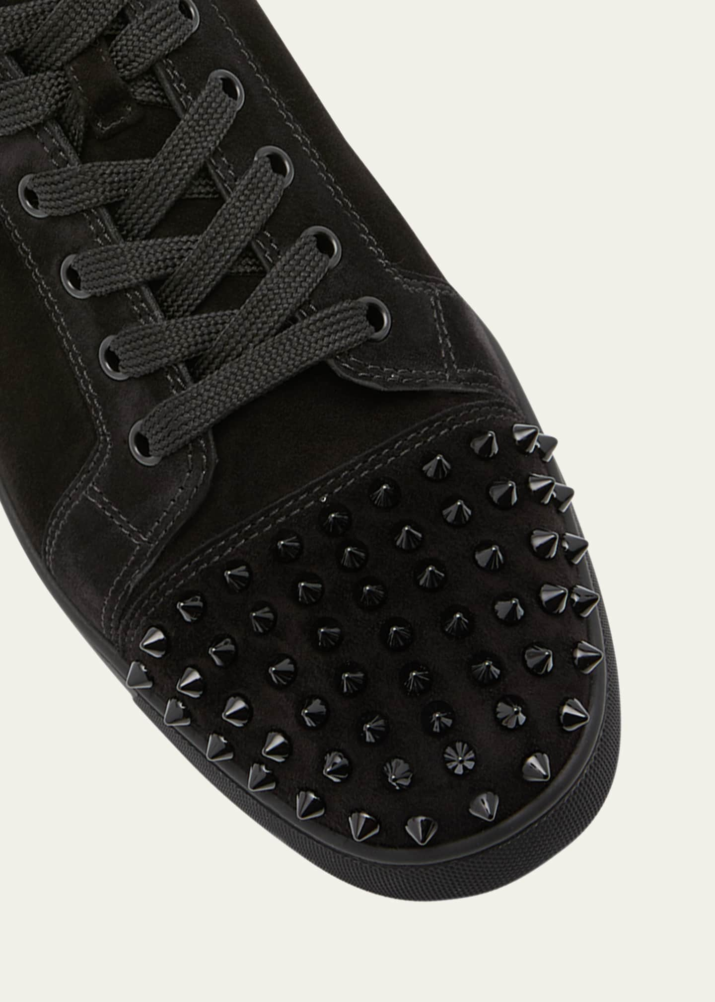 Christian Louboutin Men's Louis Junior Spikes Flat Sneakers - Black - Size 14