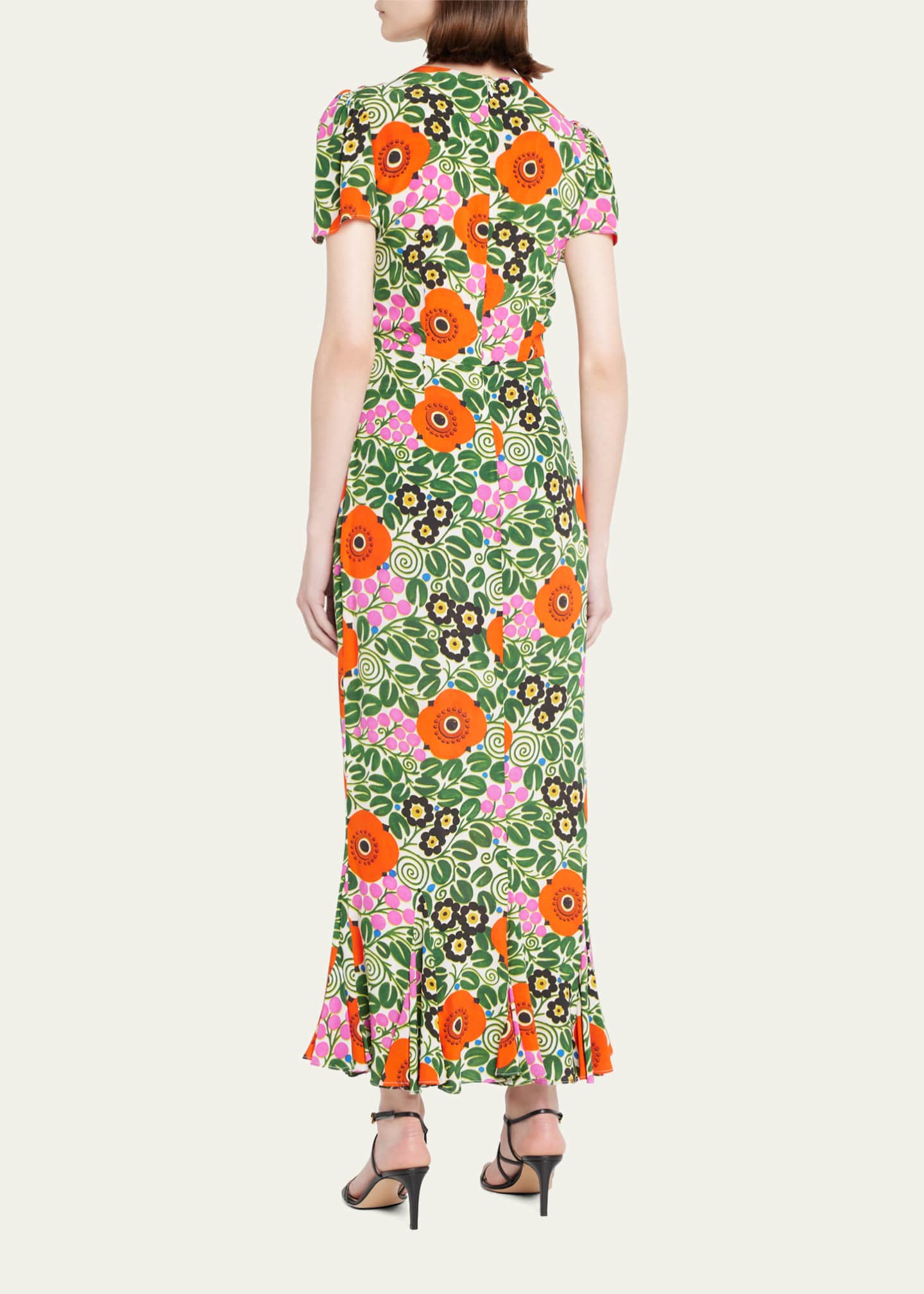 Rhode Lulani Fluted Floral-Print Ankle Dress - Bergdorf Goodman