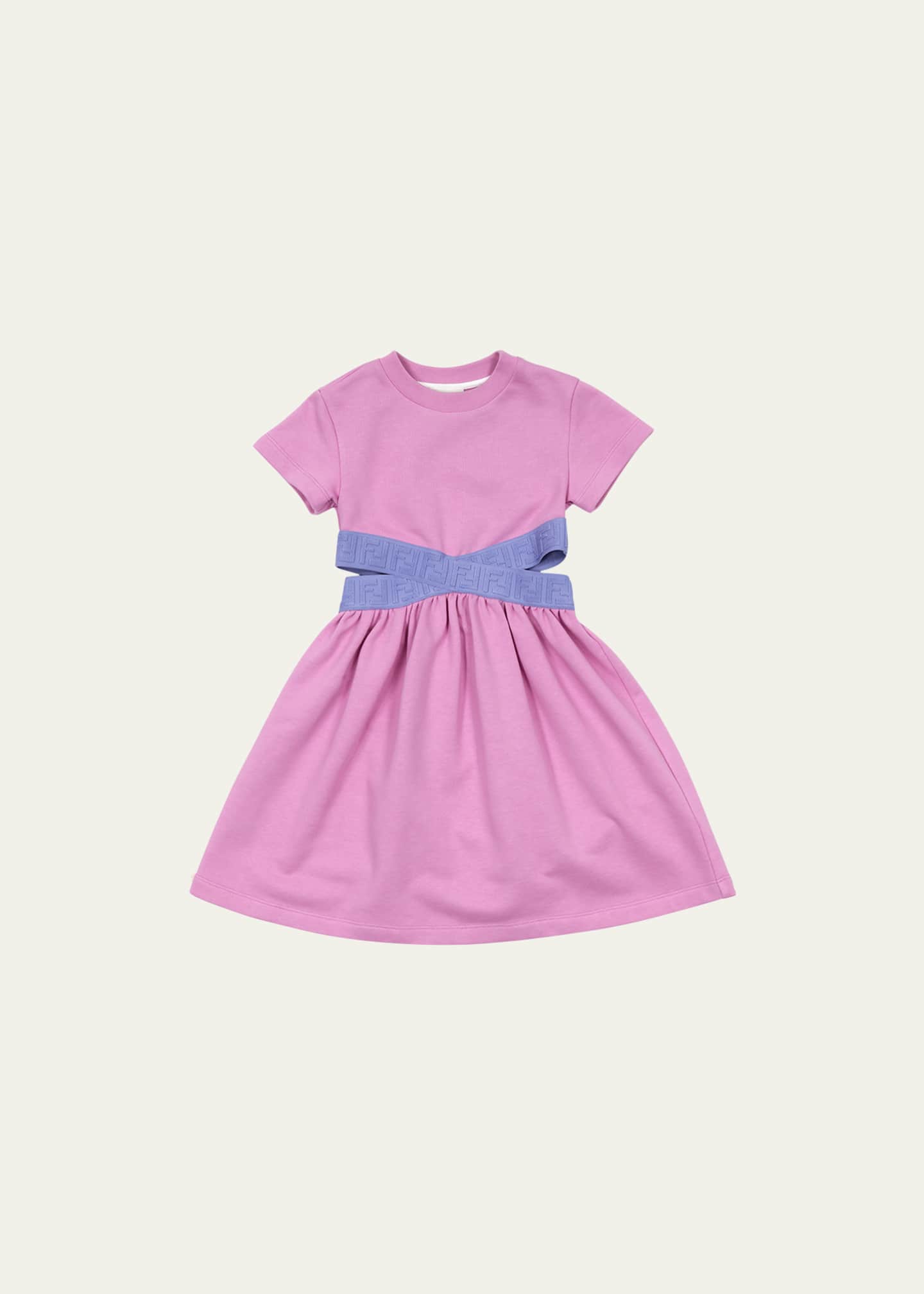 Fendi Girl's Monogram Trim Dress, Size 4-14