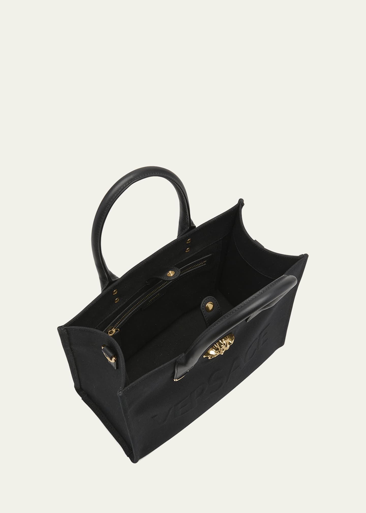 VERSACE: La Medusa bag in canvas with application - Black