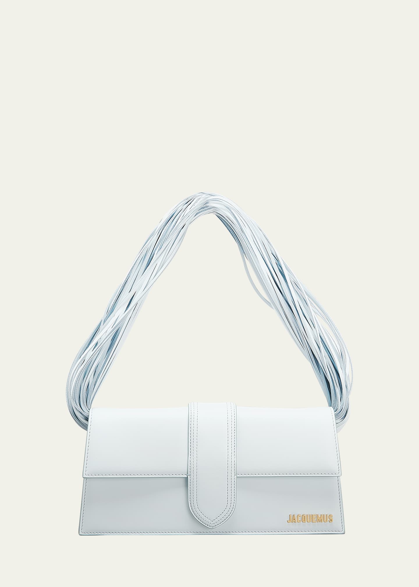 Le Bambino Long Leather Shoulder Bag in White - Jacquemus