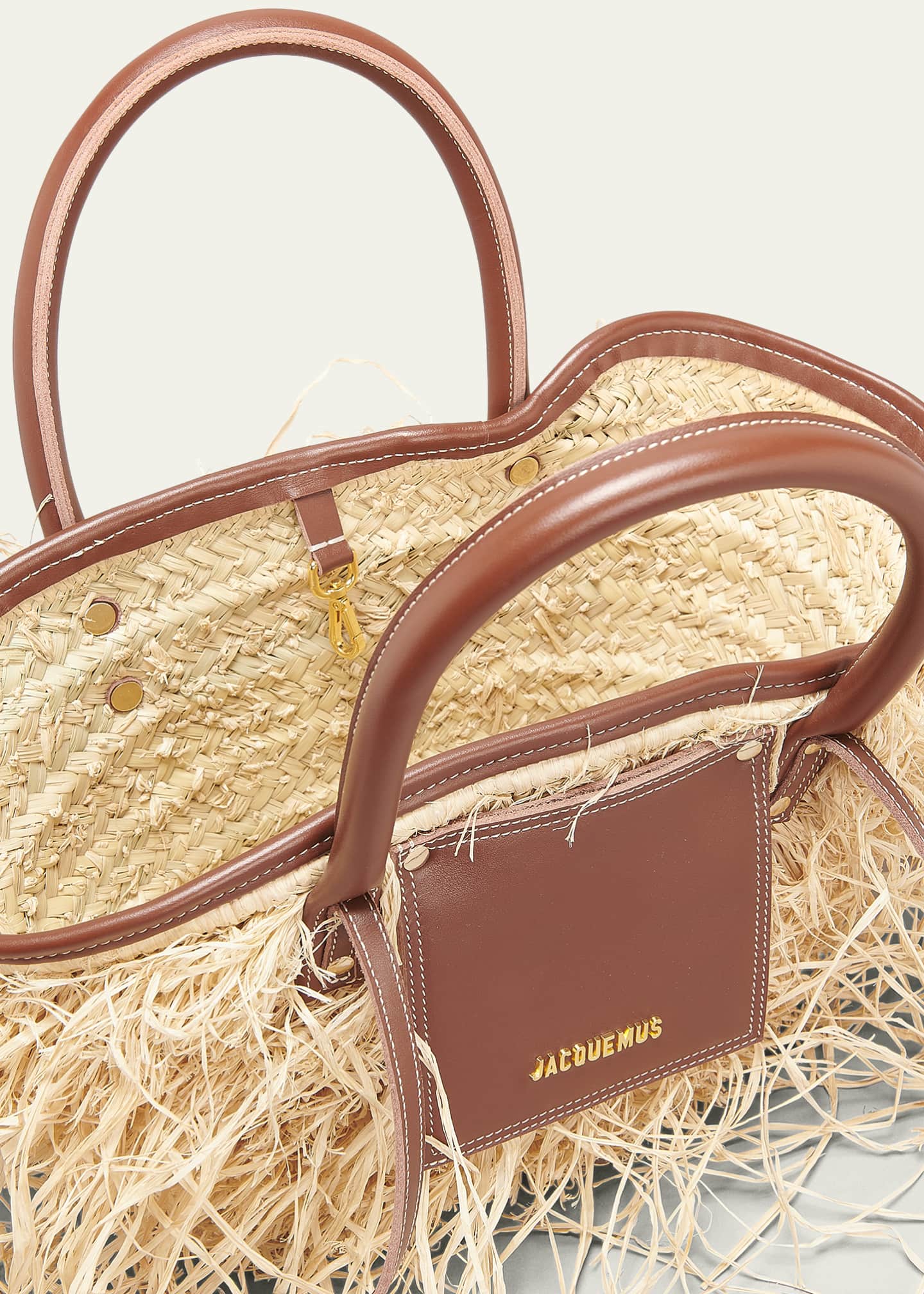 Jacquemus Le Panier Soli Fringe Raffia TopHandle Bag Bergdorf Goodman