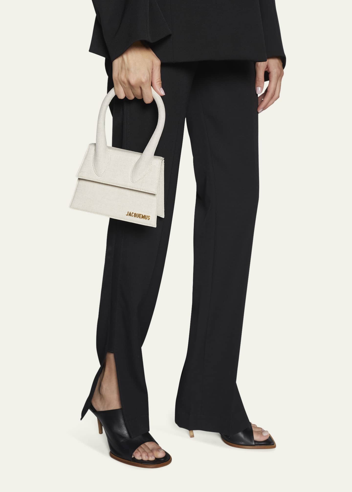 Jacquemus Le Chiquito Moyen Linen TopHandle Bag Bergdorf Goodman