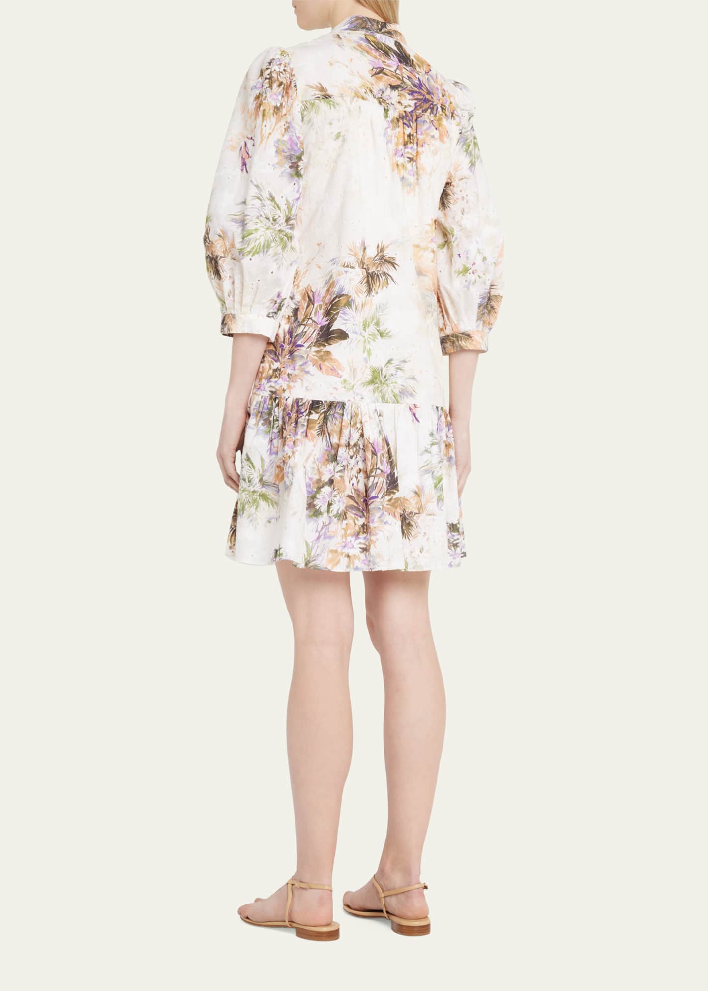 Kobi Halperin Garden-Print Eyelet Cotton Shirtdress - Bergdorf Goodman