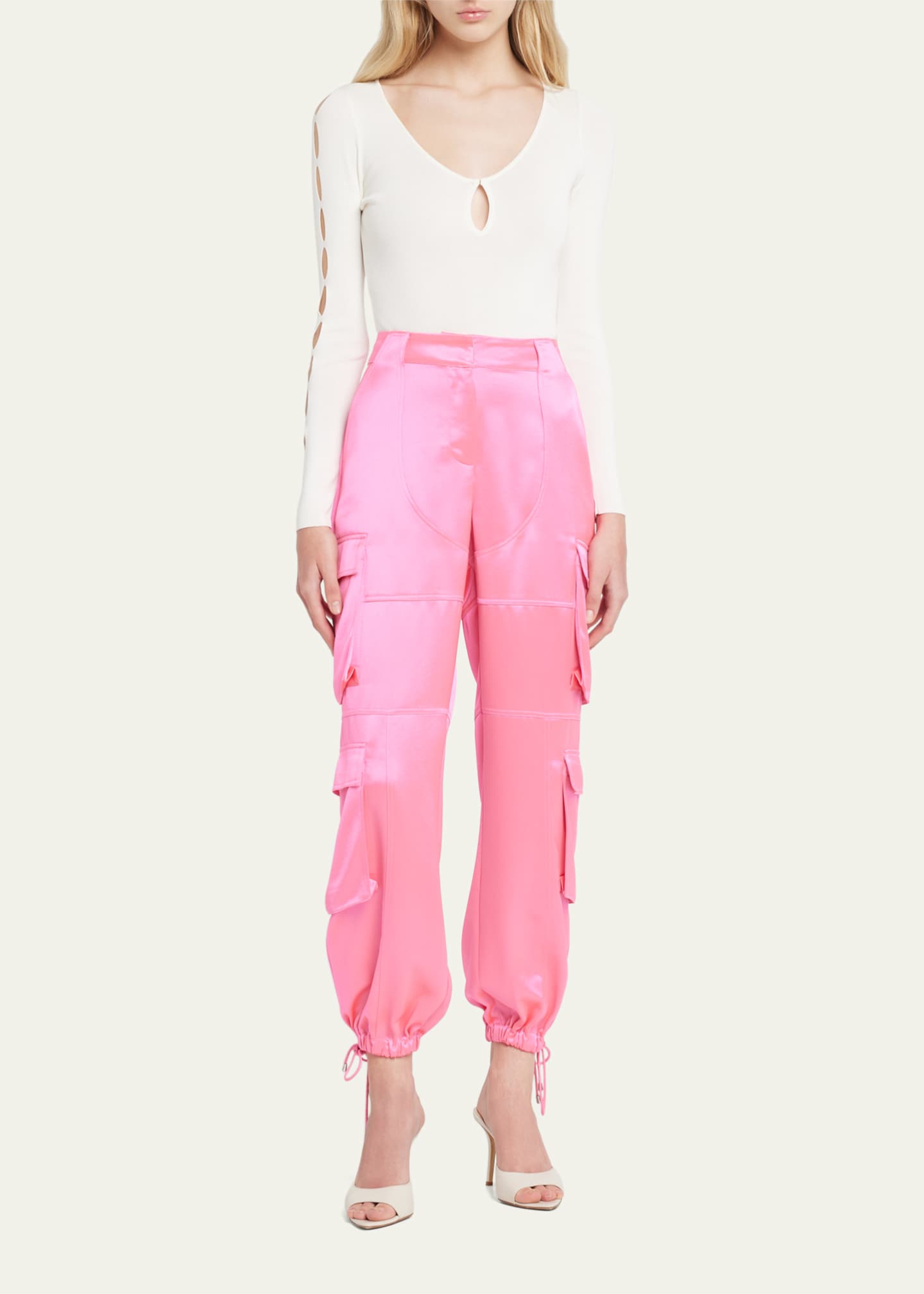 Retrofete Portela Silky DrawstringCuff Cargo Pants Bergdorf Goodman