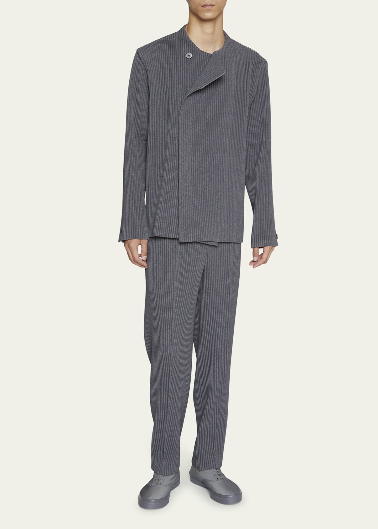 Homme Plisse Issey Miyake Men's Asymmetric-Front Pleated Jacket