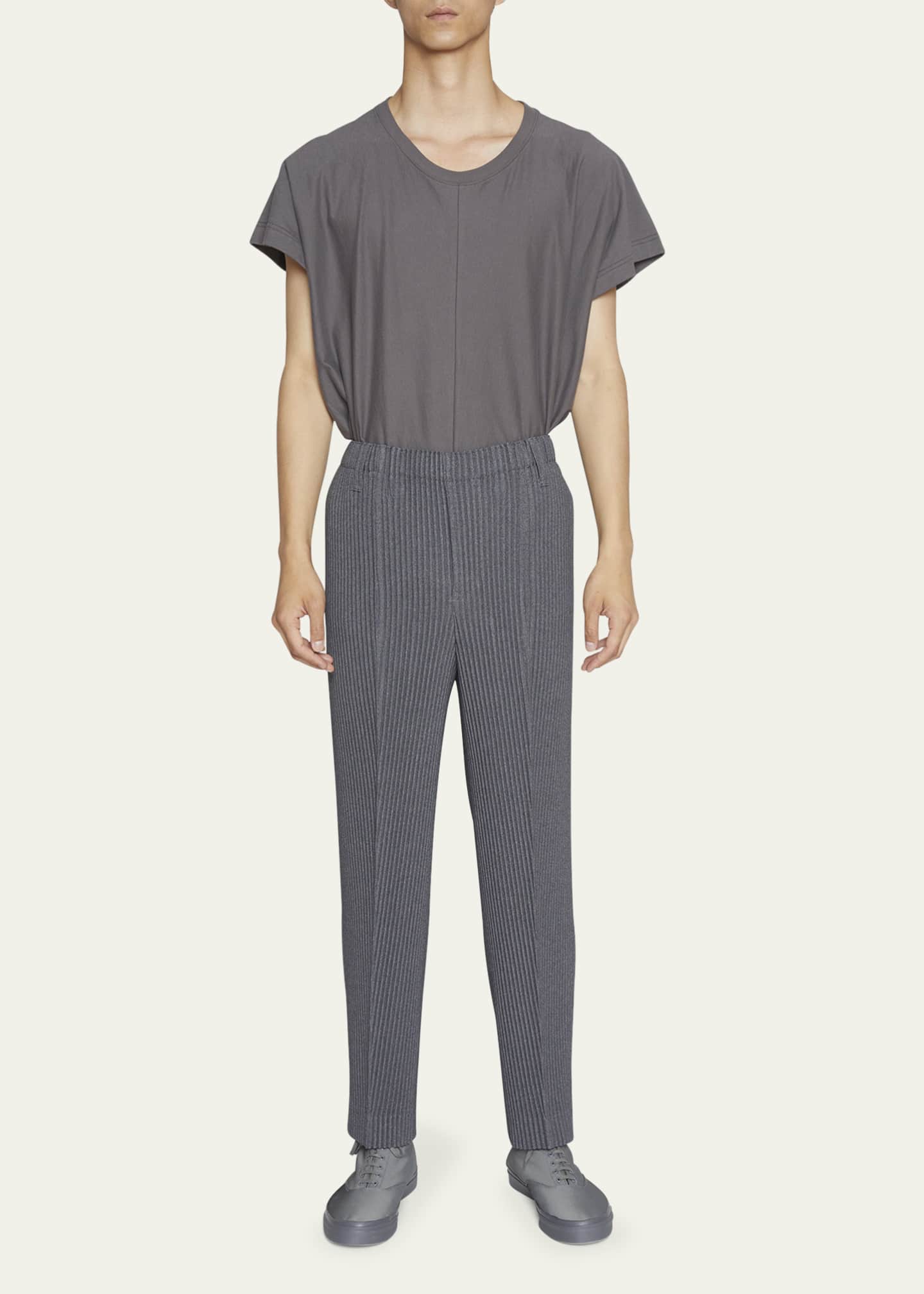 HOMME PLISSE ISSEY KERSEY polyester Pleated Pants setup HP23FF303 FD301 green 1
