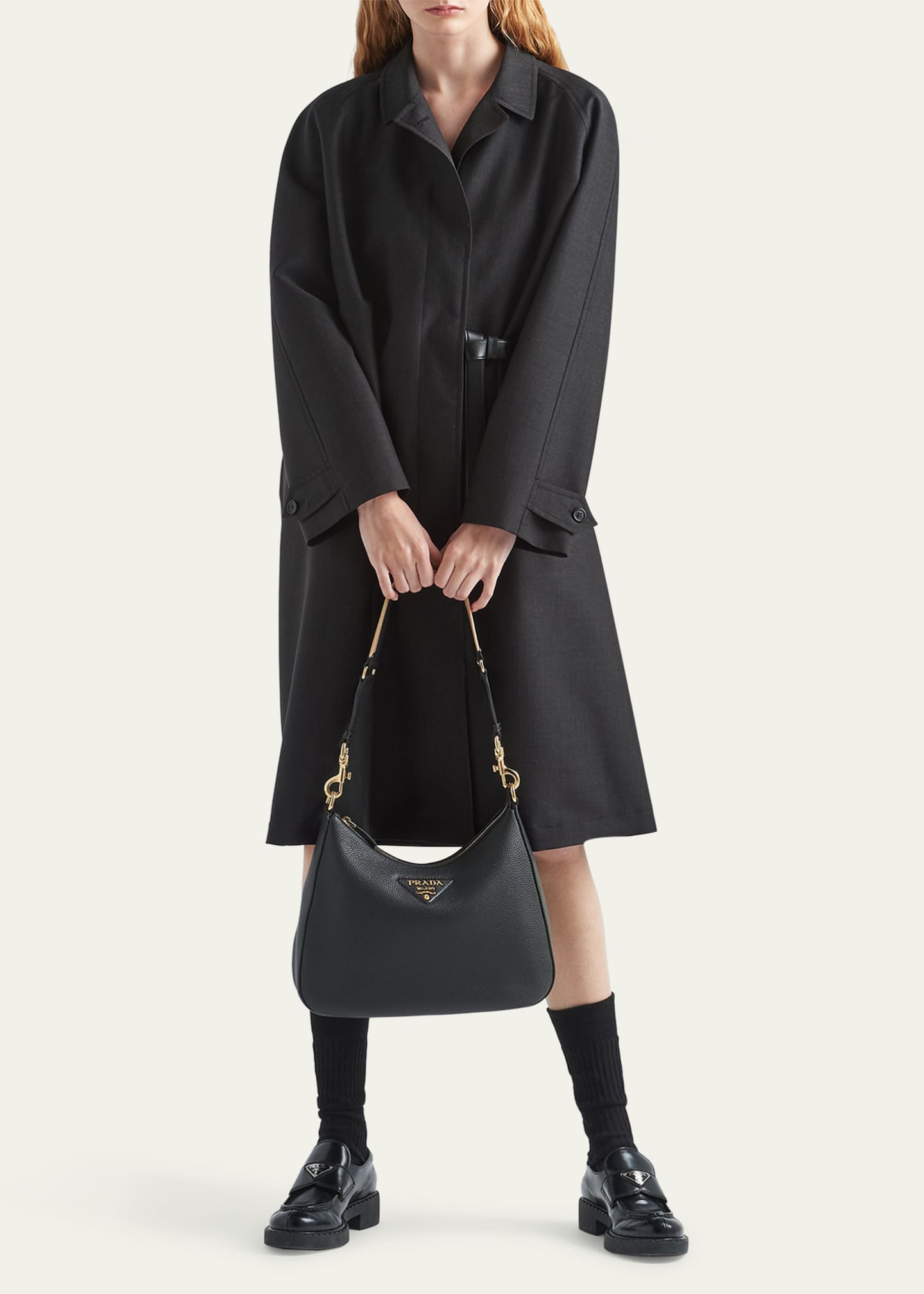 Prada Zip Leather Hobo Bag - Bergdorf Goodman