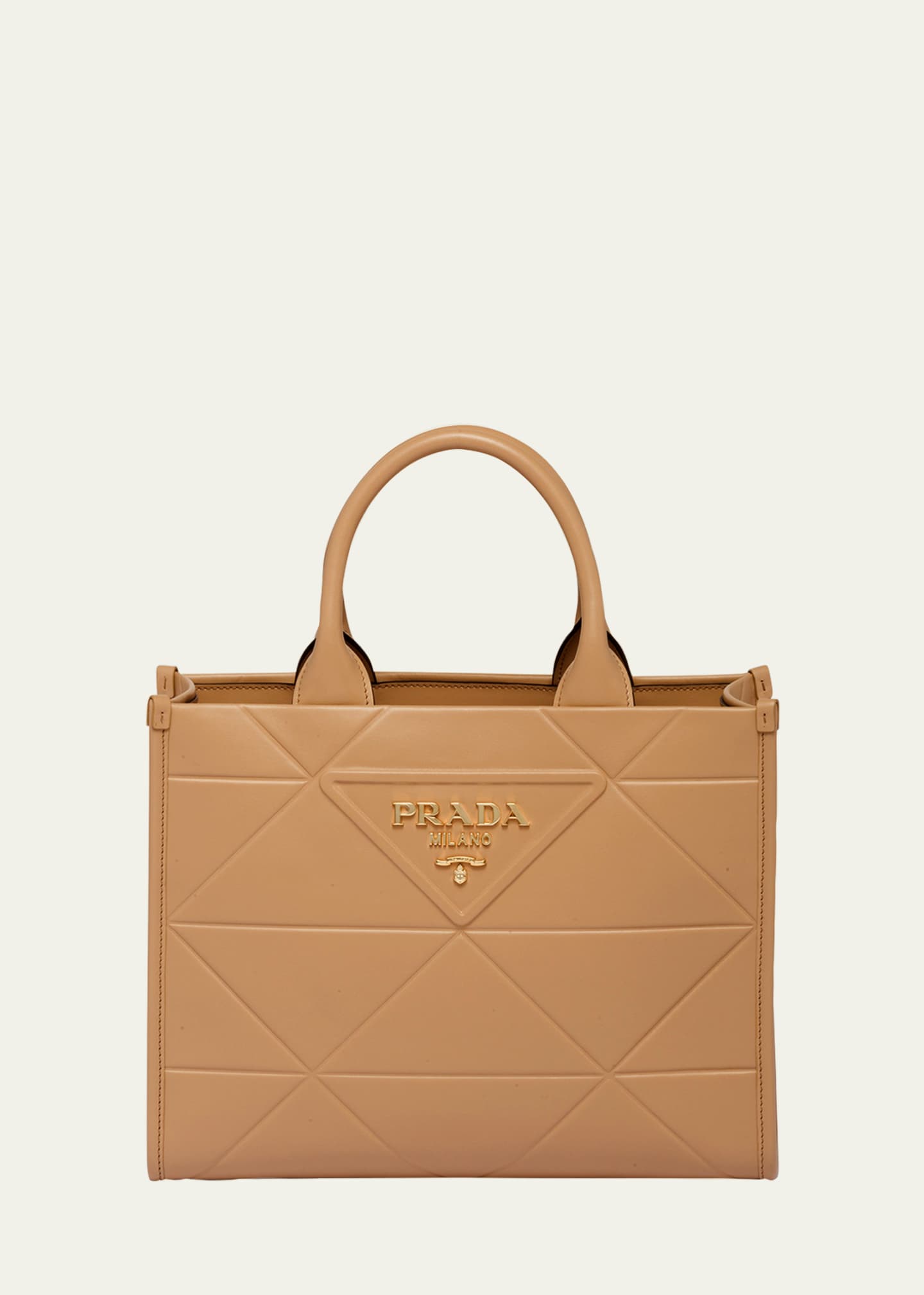 Prada Small Triangle Embossed Shopper Tote Bag