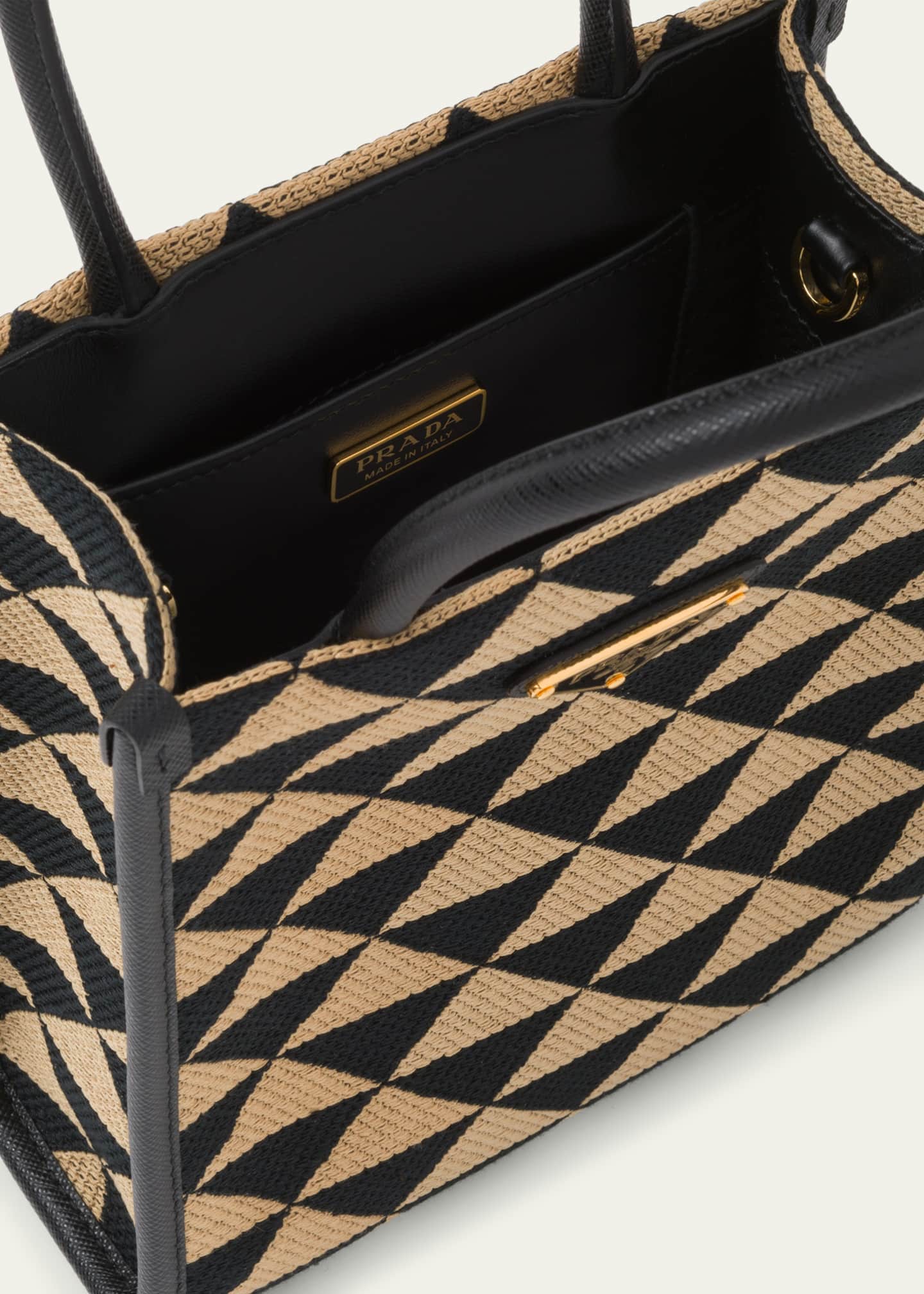 Prada woven tote bag sale