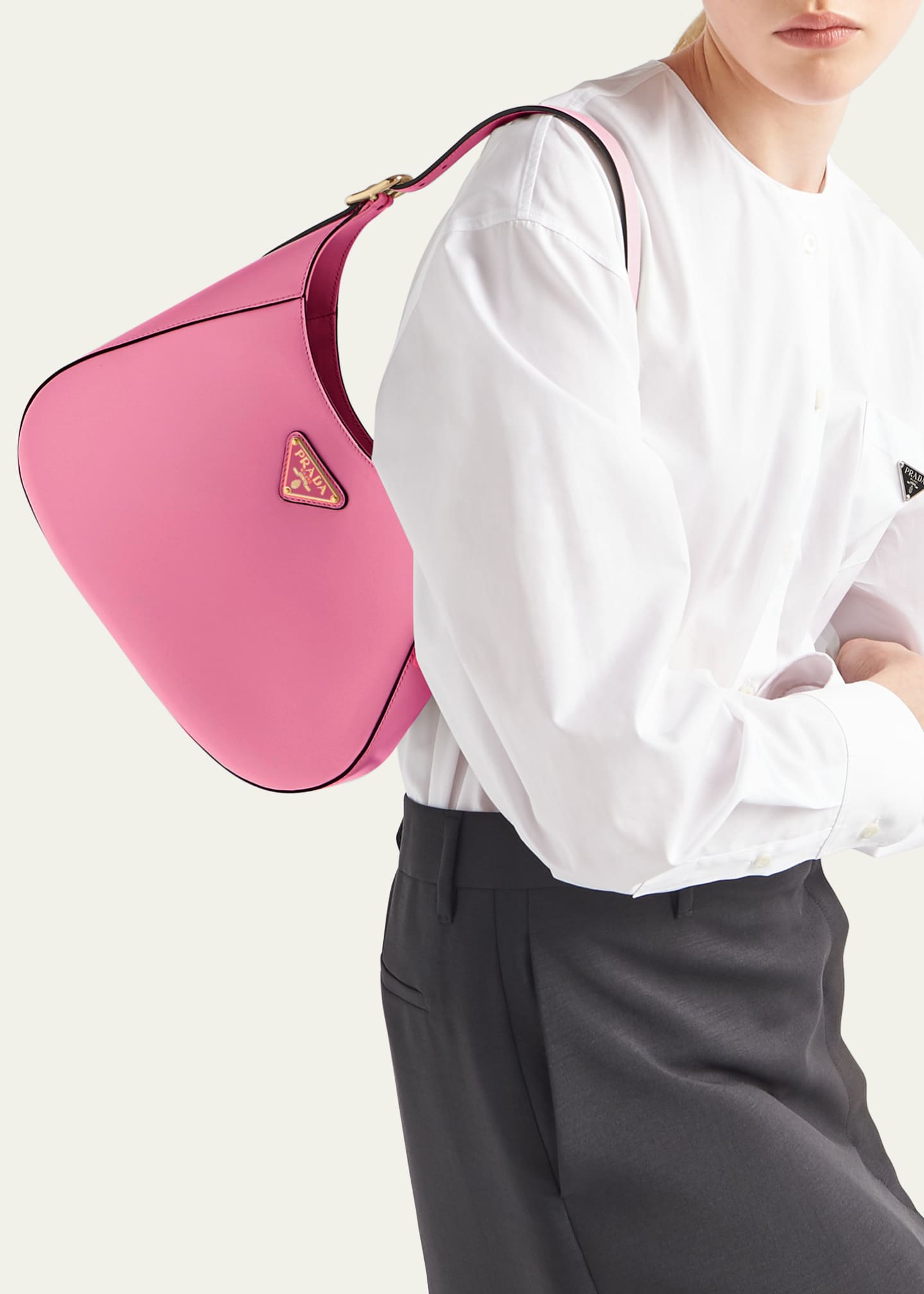 Prada Buckle Box Calf Leather Hobo Bag Image 2 of 5