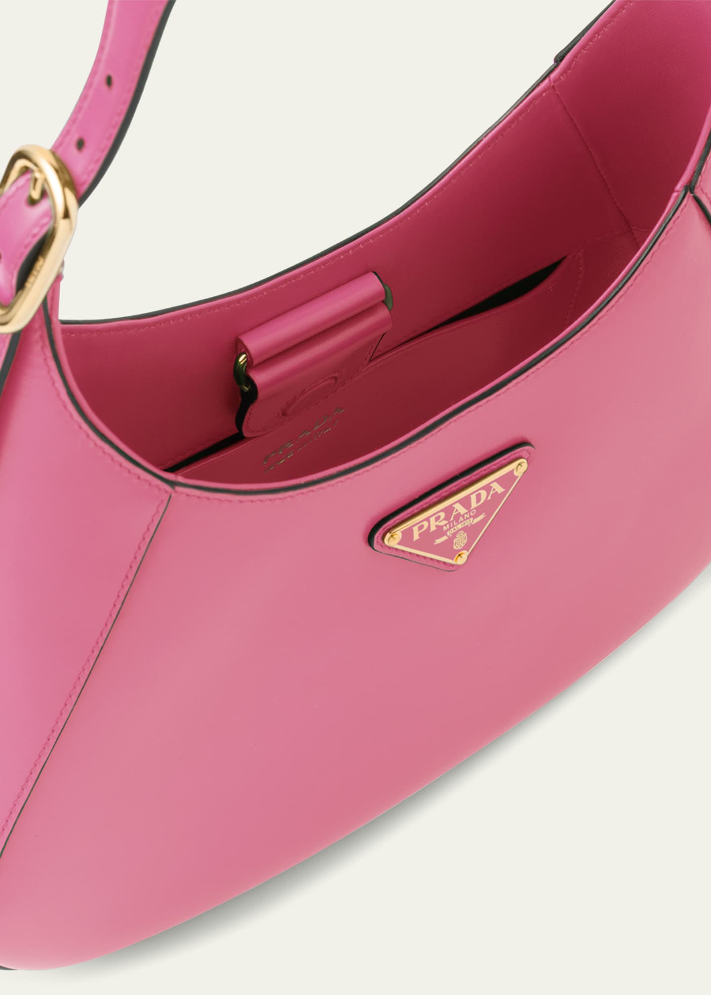 Prada Buckle Box Calf Leather Hobo Bag Image 4 of 5