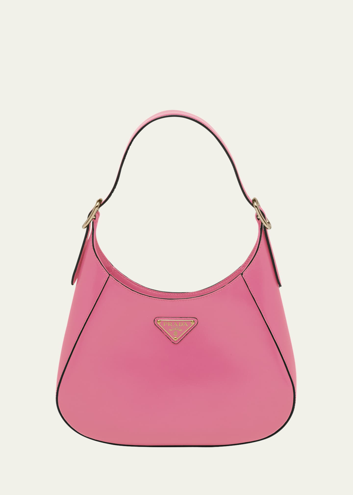 Prada Buckle Box Calf Leather Hobo Bag Image 1 of 5