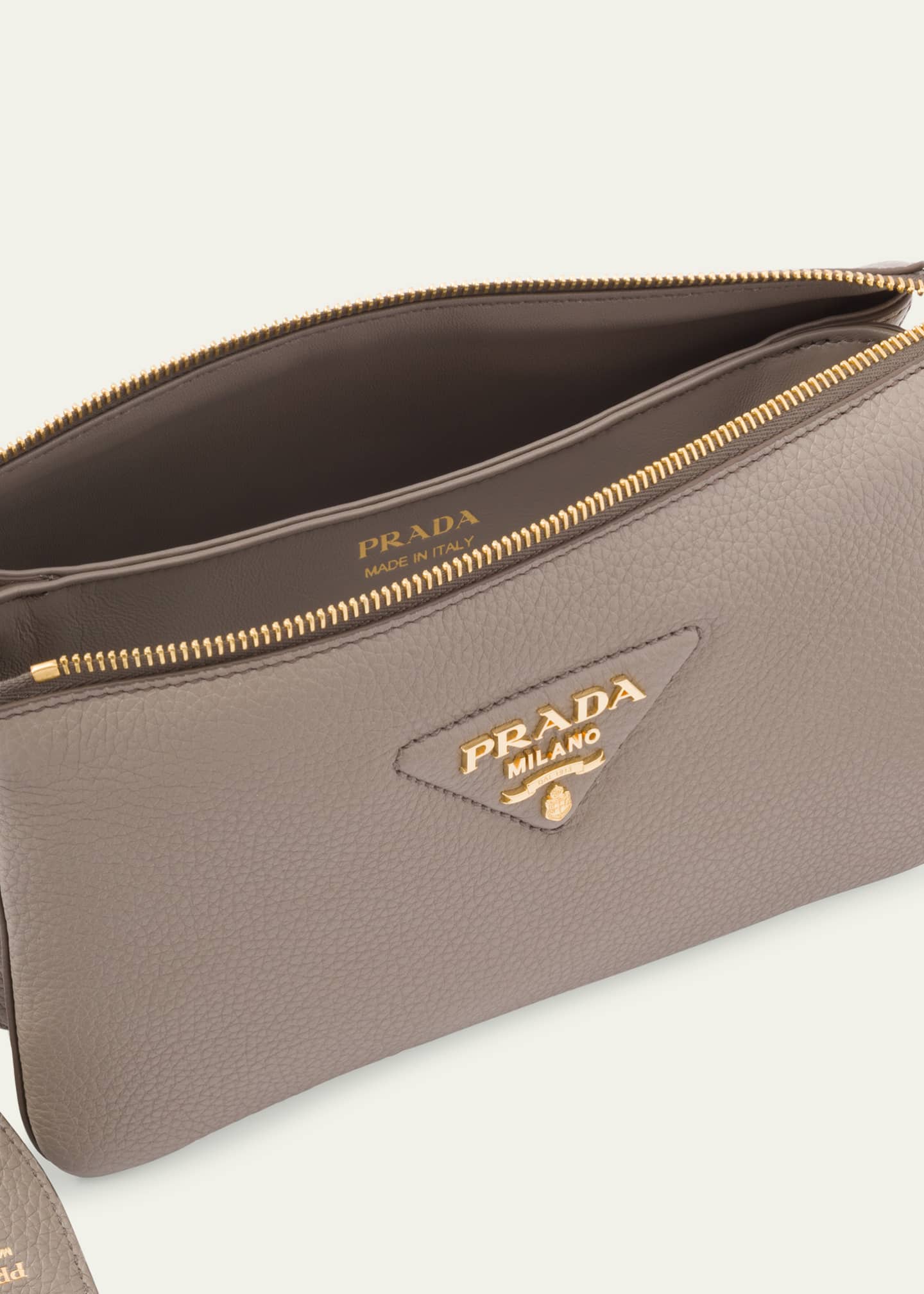 Prada Daino Zip Leather Crossbody Bag Image 3 of 3