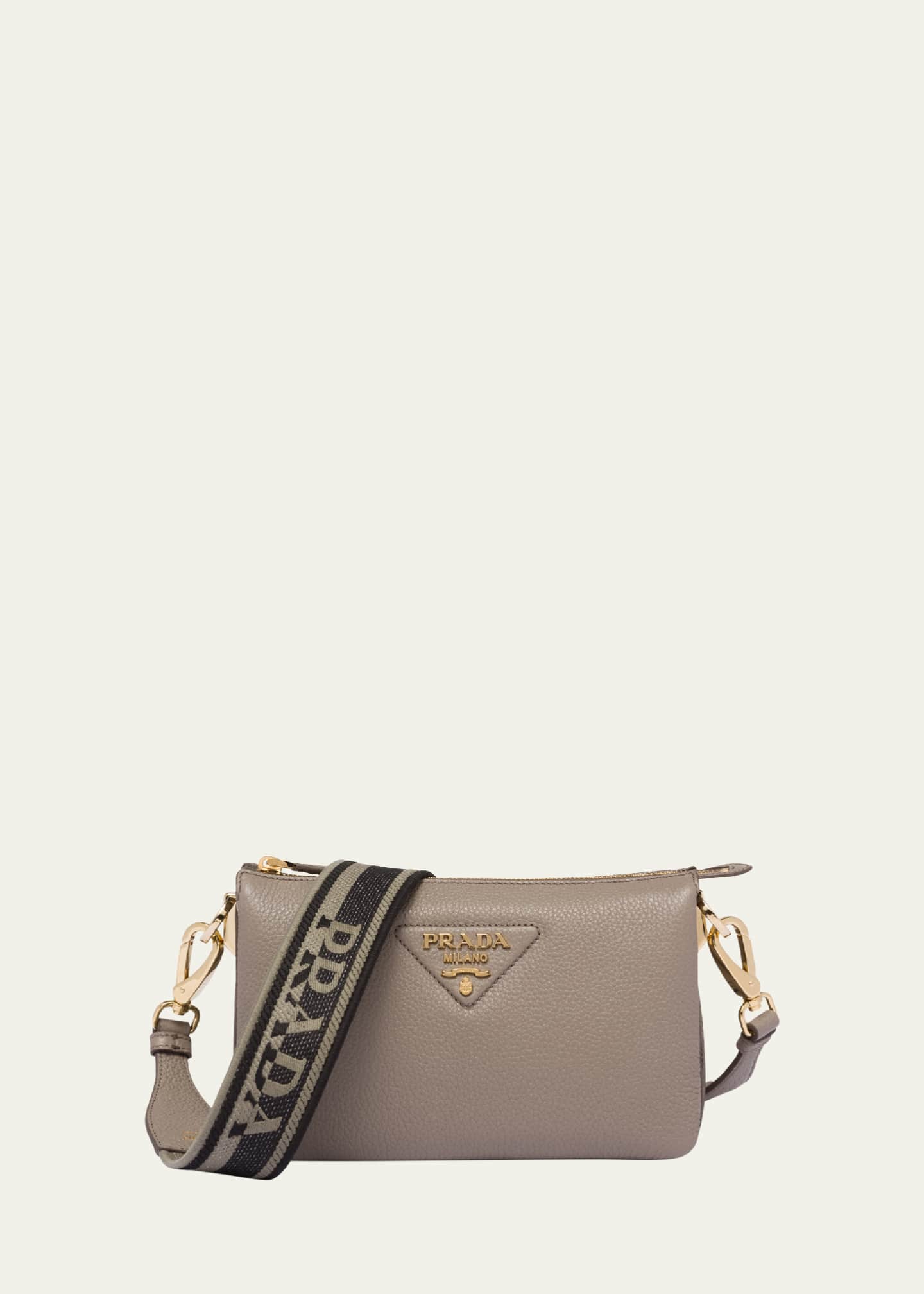 Prada Daino Zip Leather Crossbody Bag Image 1 of 3