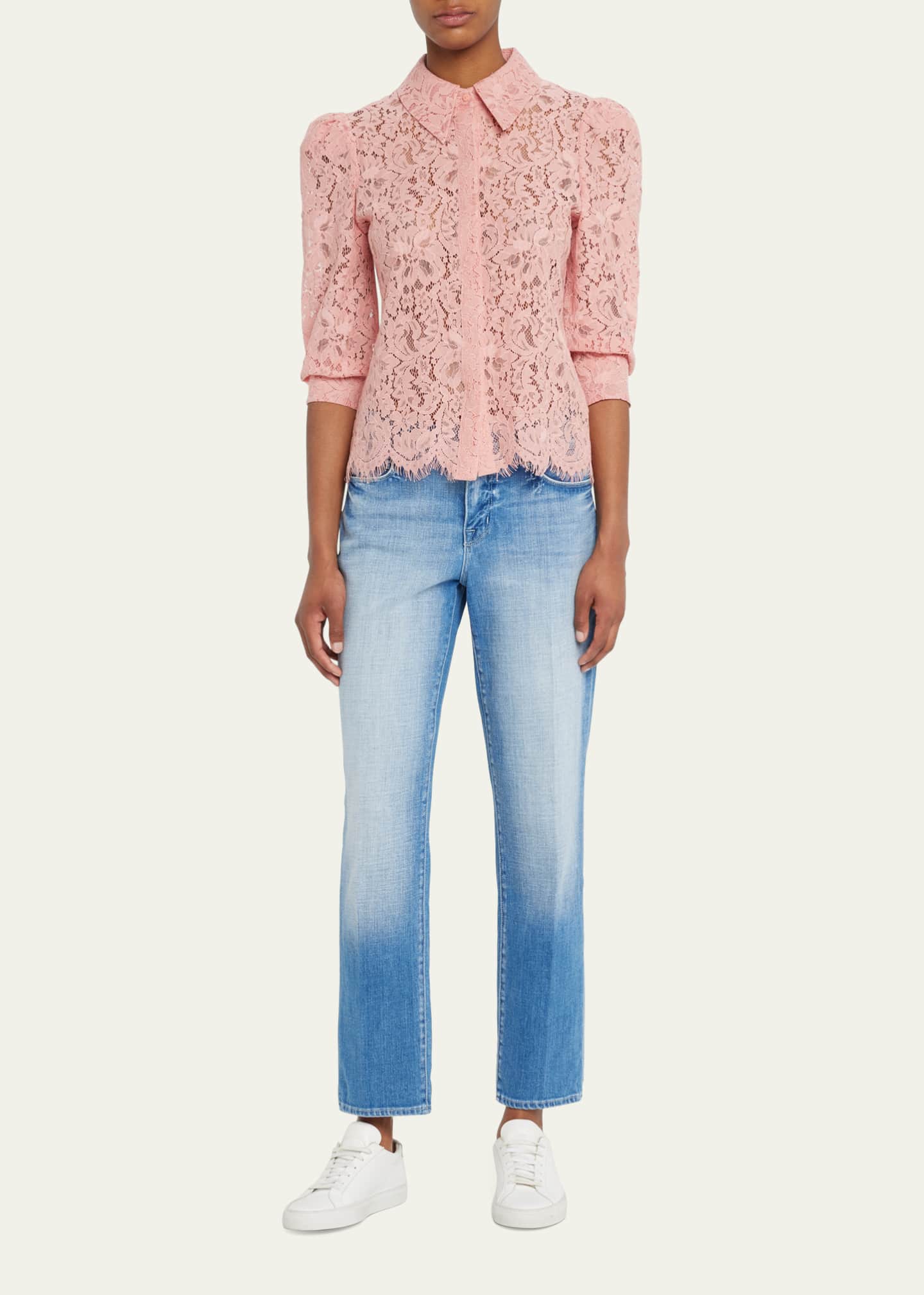 L'Agence Andrea Lace ButtonFront Blouse Bergdorf Goodman