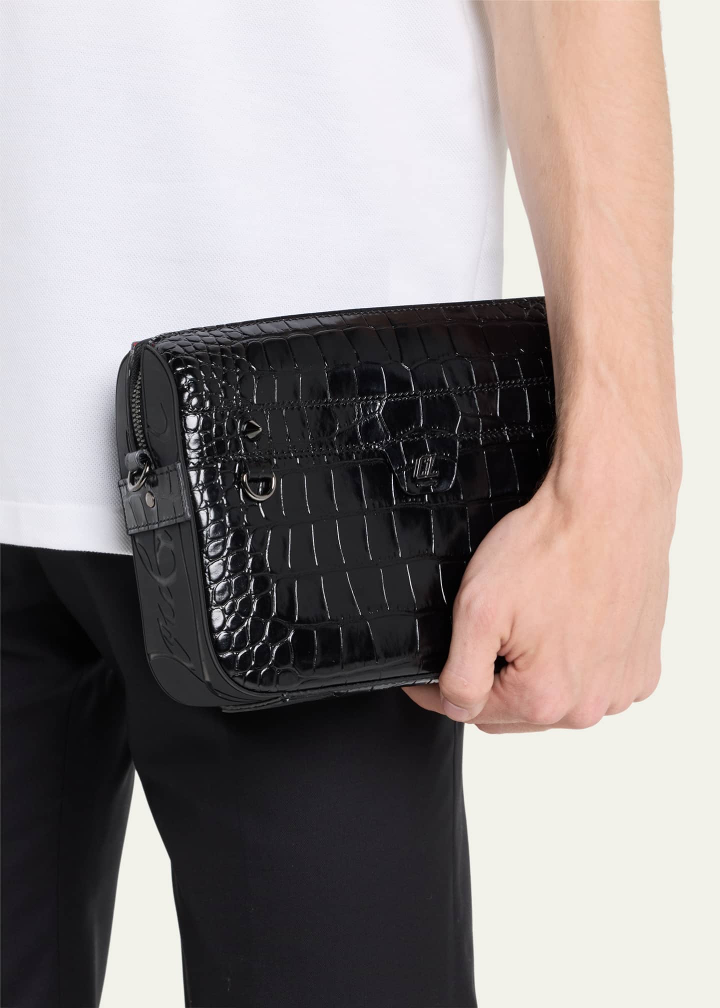 Christian Louboutin Men s Ruisbuddy Croc Effect Crossbody Bag