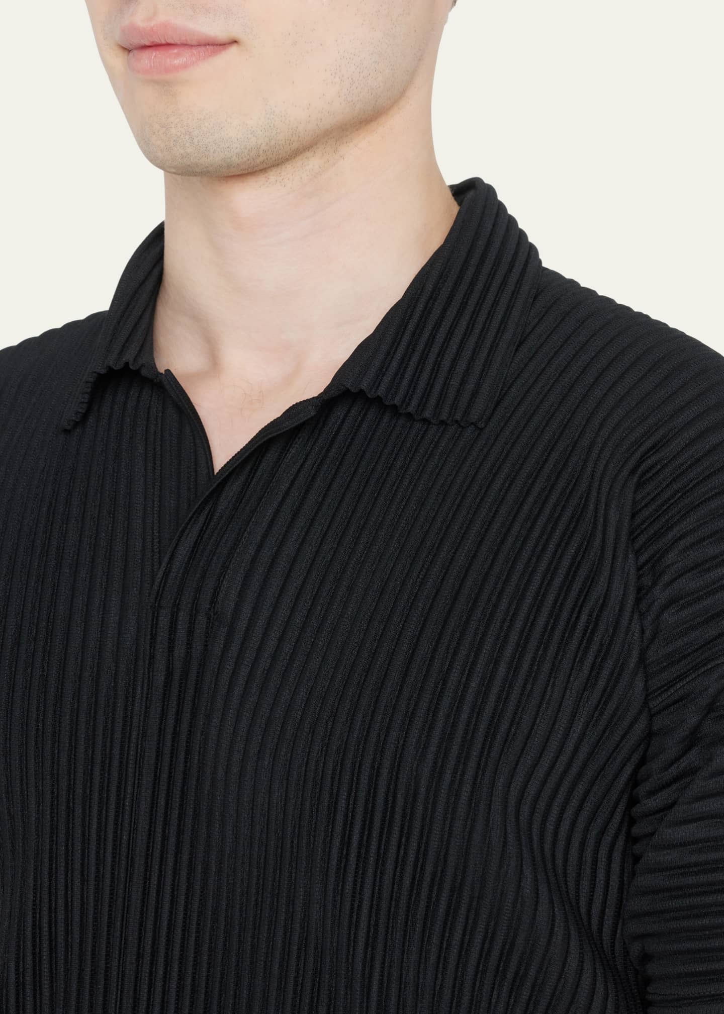 Homme Plisse Issey Miyake Men's Pleated Polyester Polo Shirt