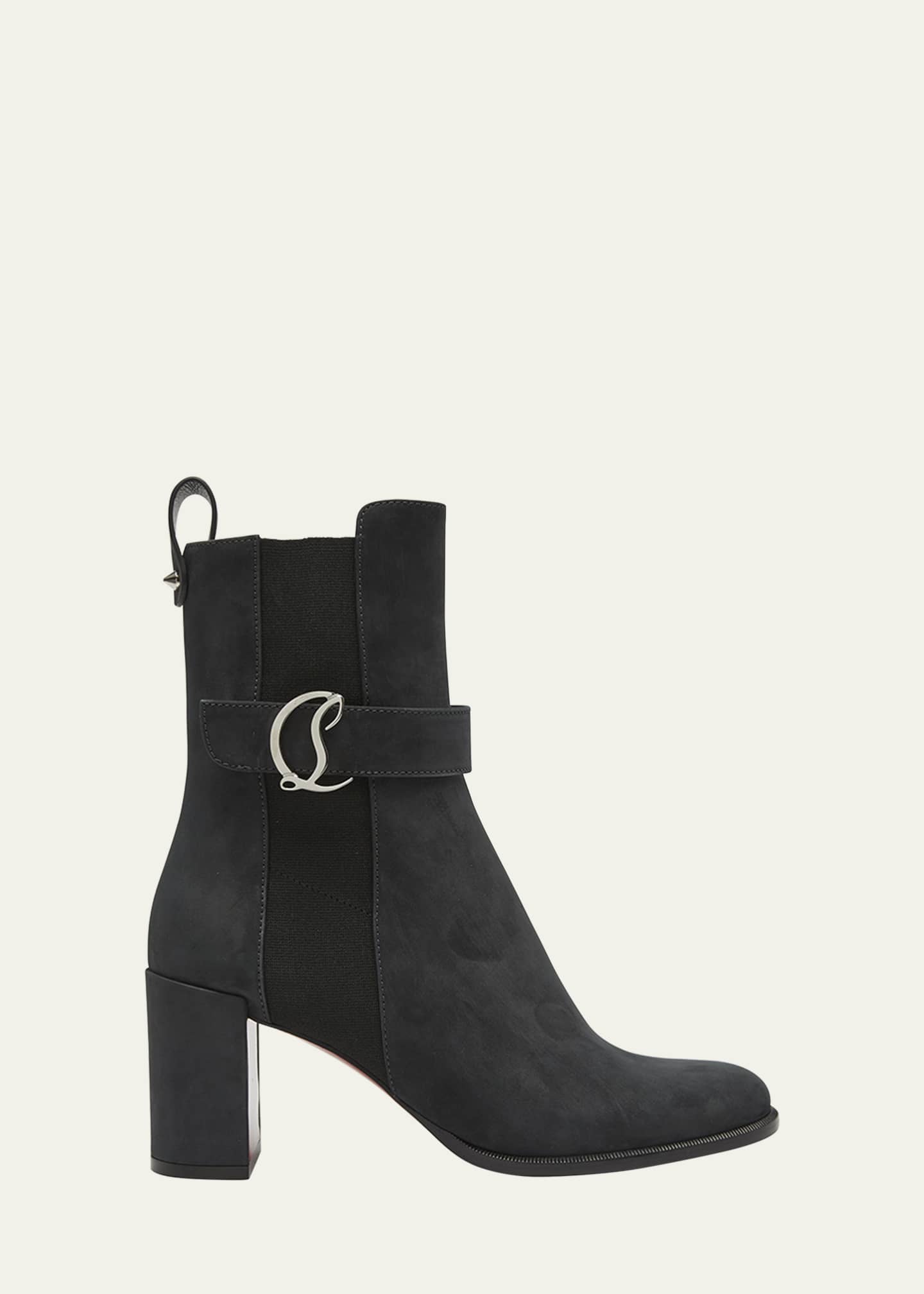 Christian Louboutin CL Buckle Red Sole Leather Booties Bergdorf