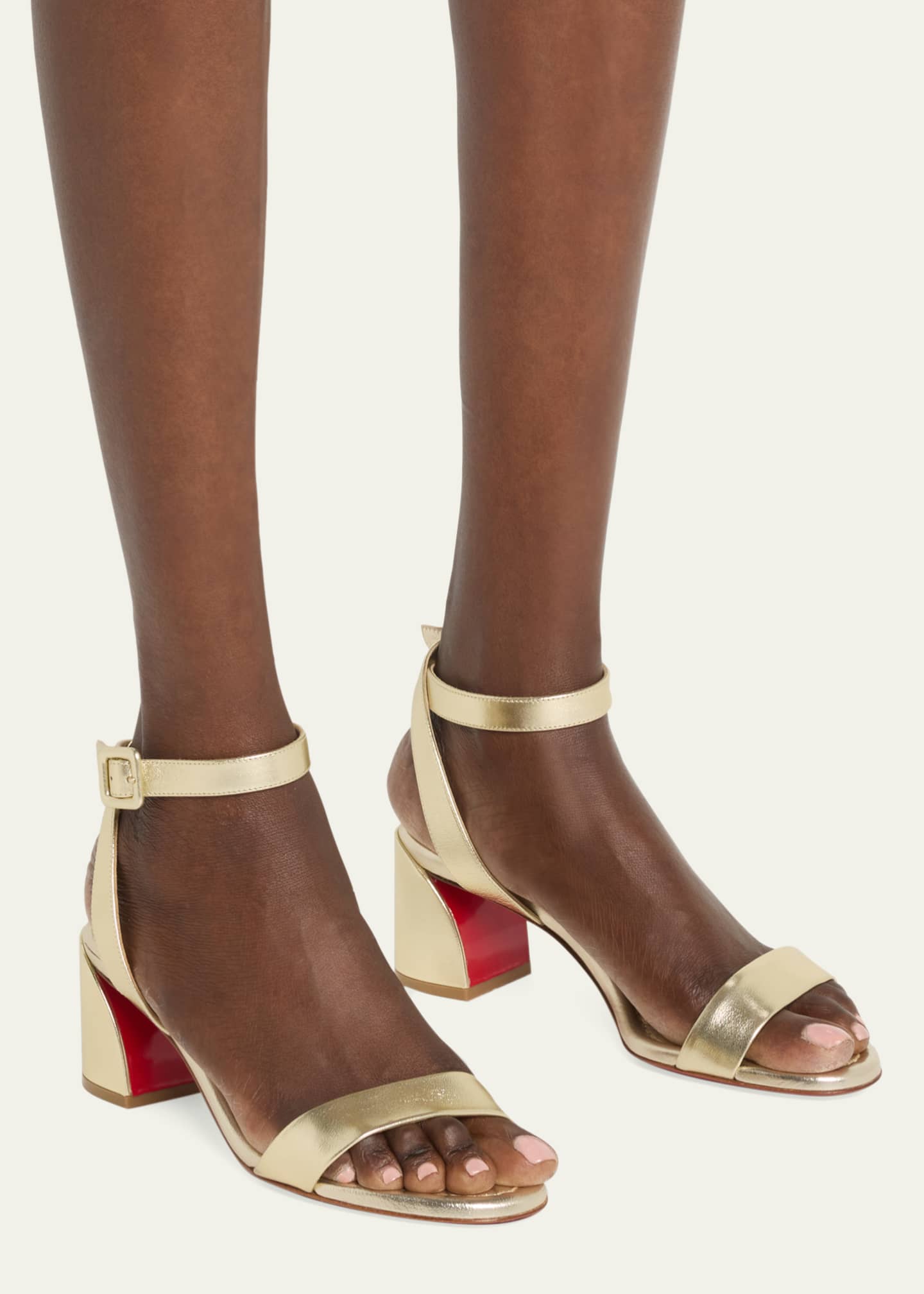 Christian Louboutin Miss Sabina Metallic Red Sole Ankle Strap