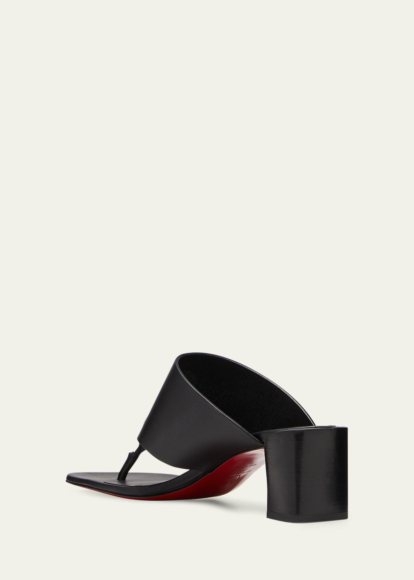 Christian Louboutin Leather Logo Red Sole Thong Slide Sandals