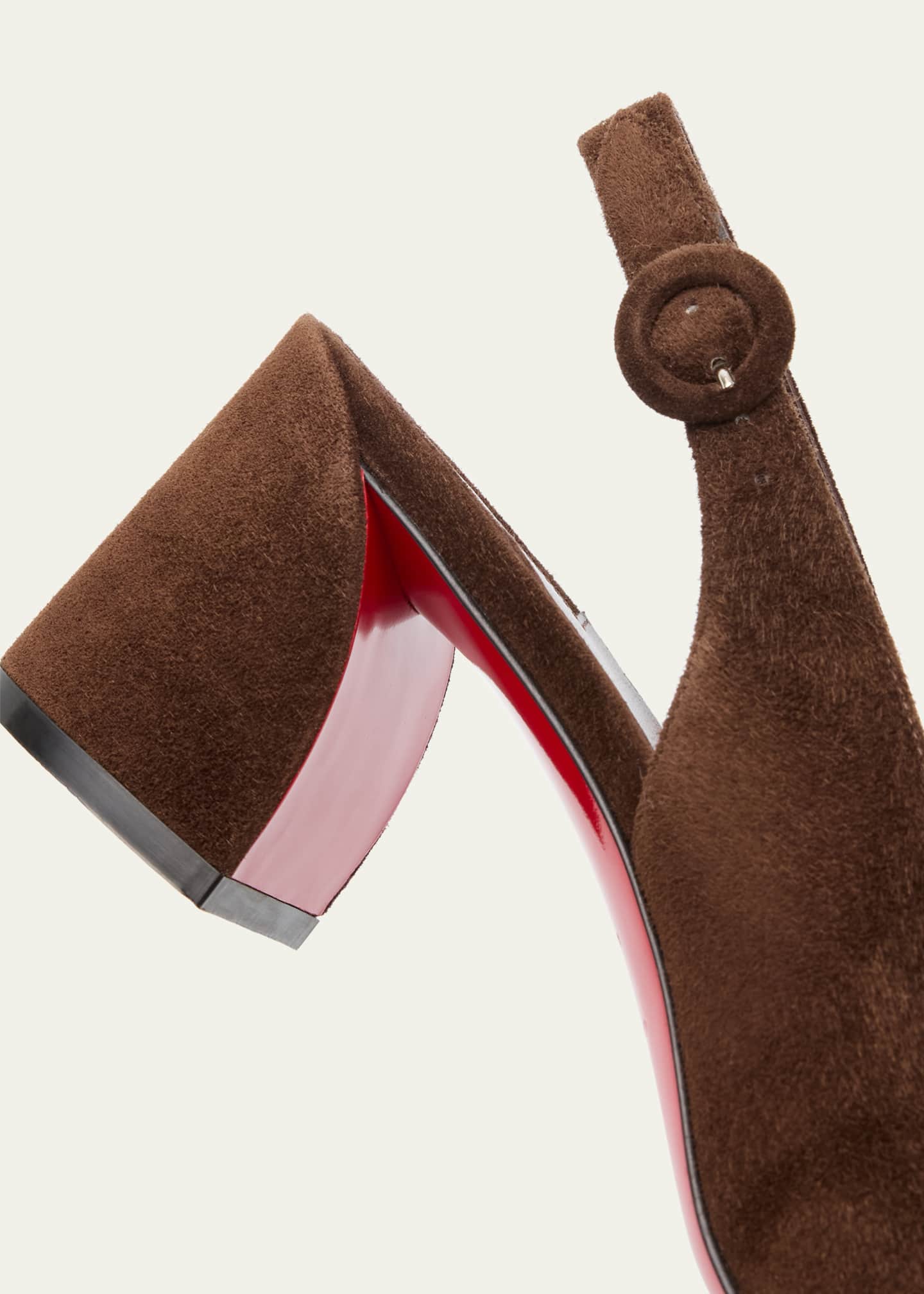 Christian Louboutin So Jane Suede Red Sole Slingback Pumps Image 5 of 6