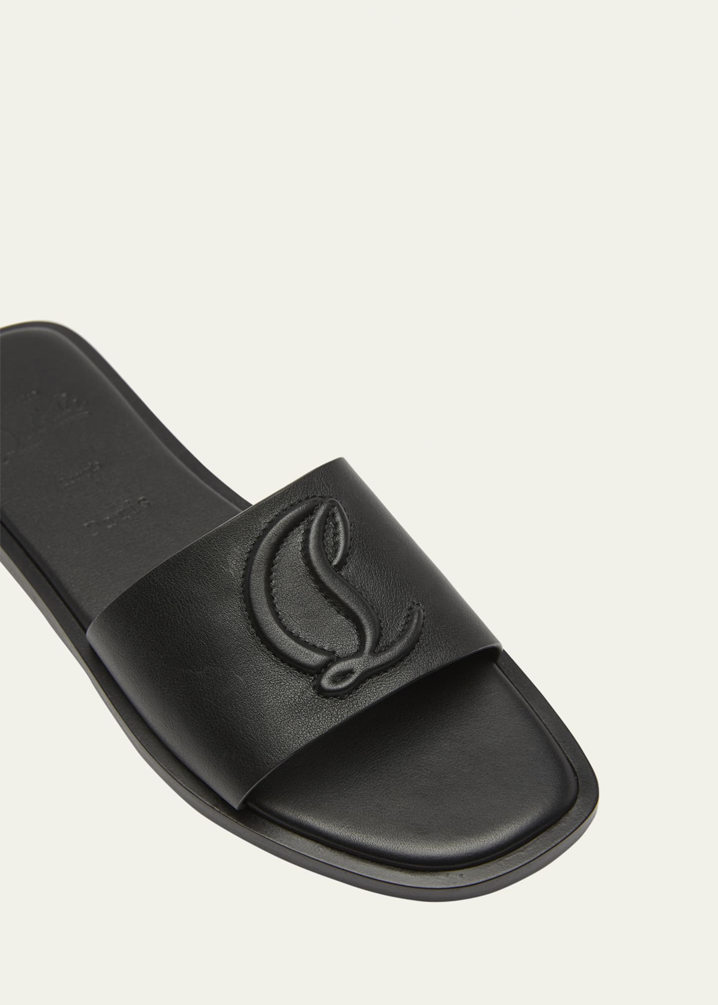 Christian Louboutin Leather Logo Red Sole Slide Sandals Image 5 of 6