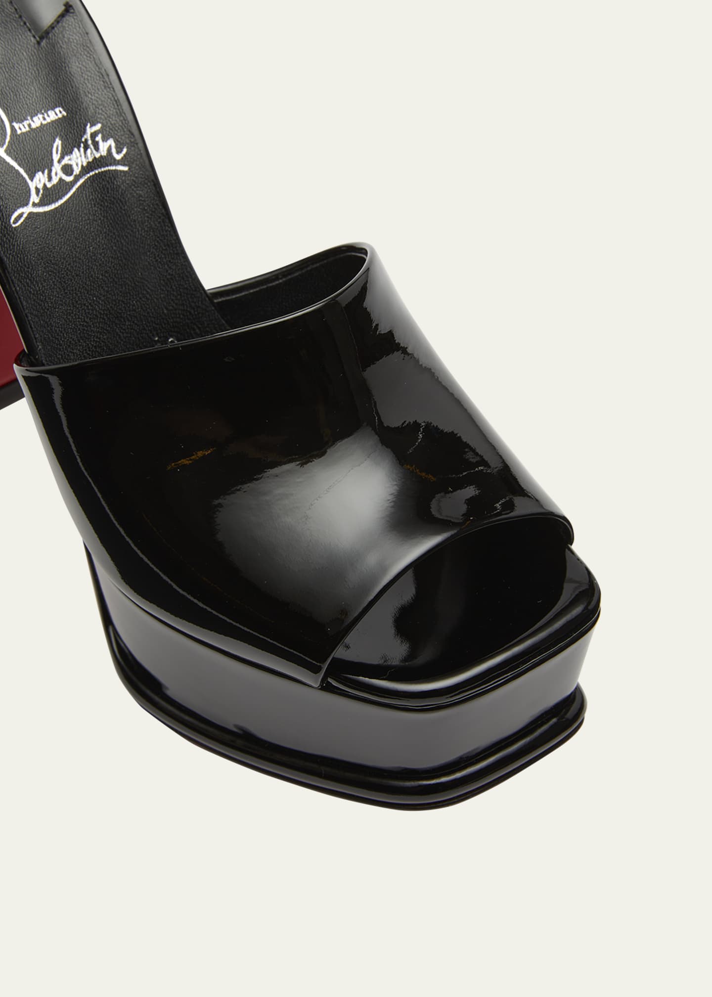 Christian Louboutin Amali Patent Red Sole Platform Mule Sandals