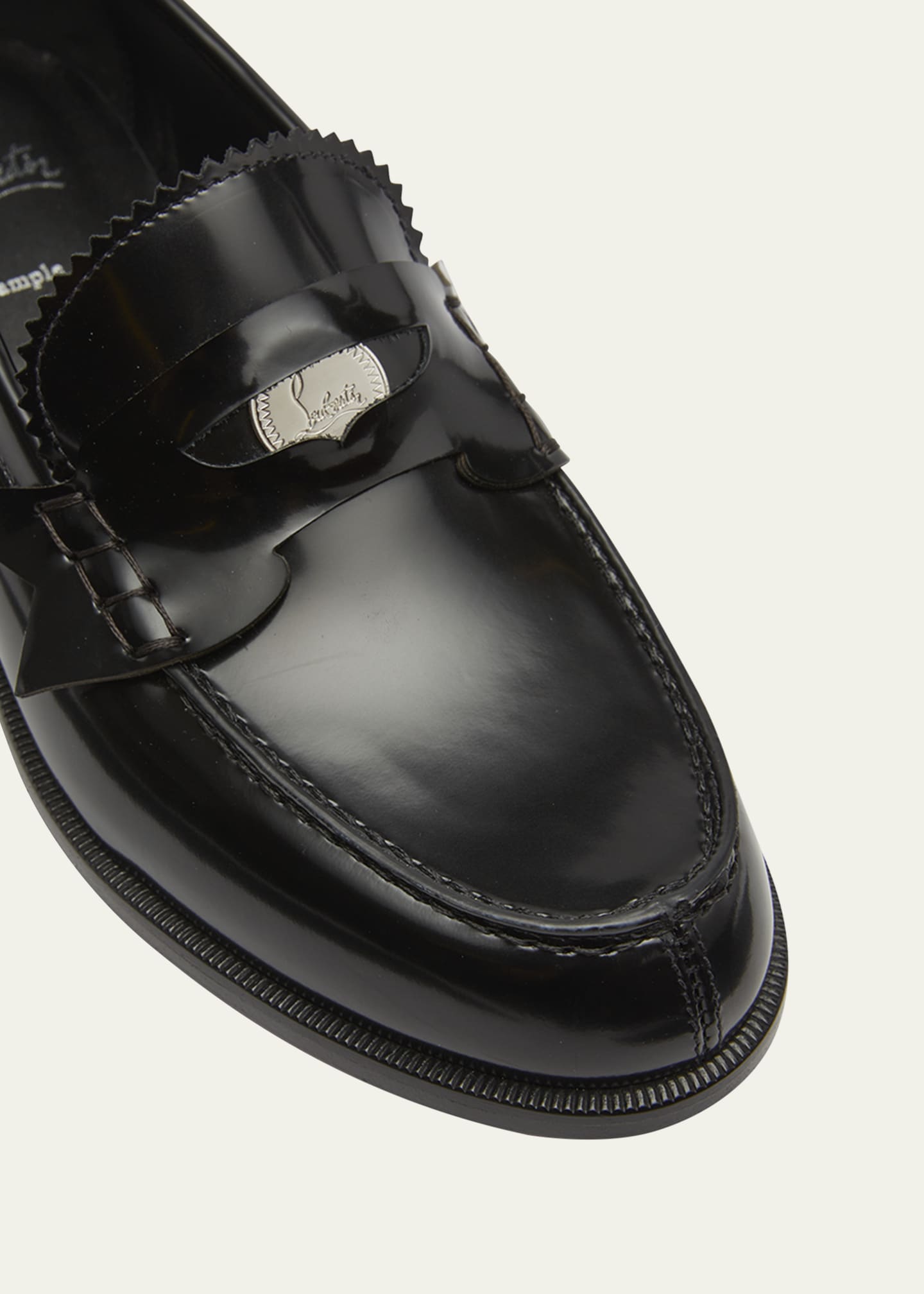 Christian Louboutin- Black patent leather slip on / loafer with