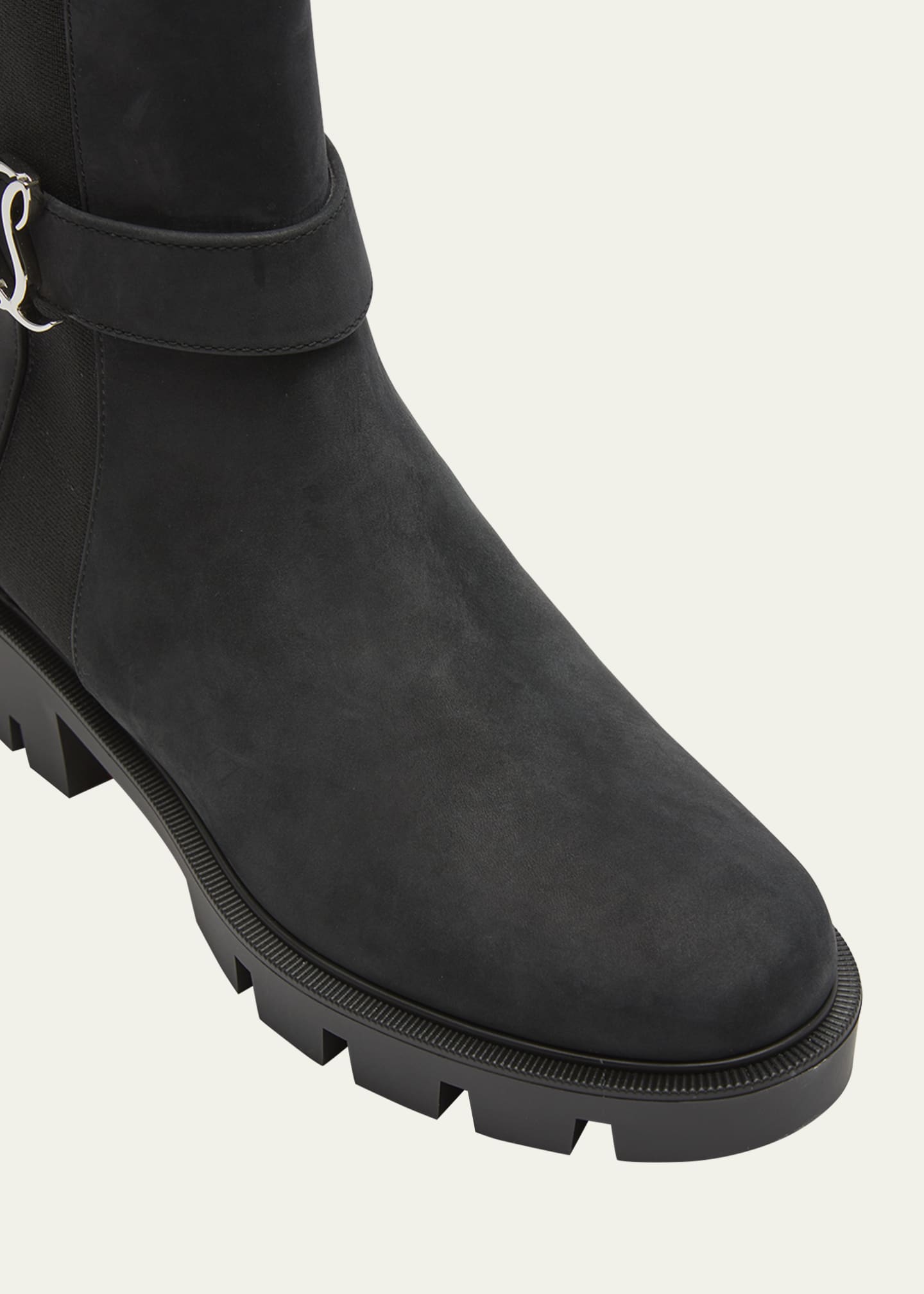 Christian Louboutin Suede Buckle Red Sole Chelsea Booties Image 5 of 5