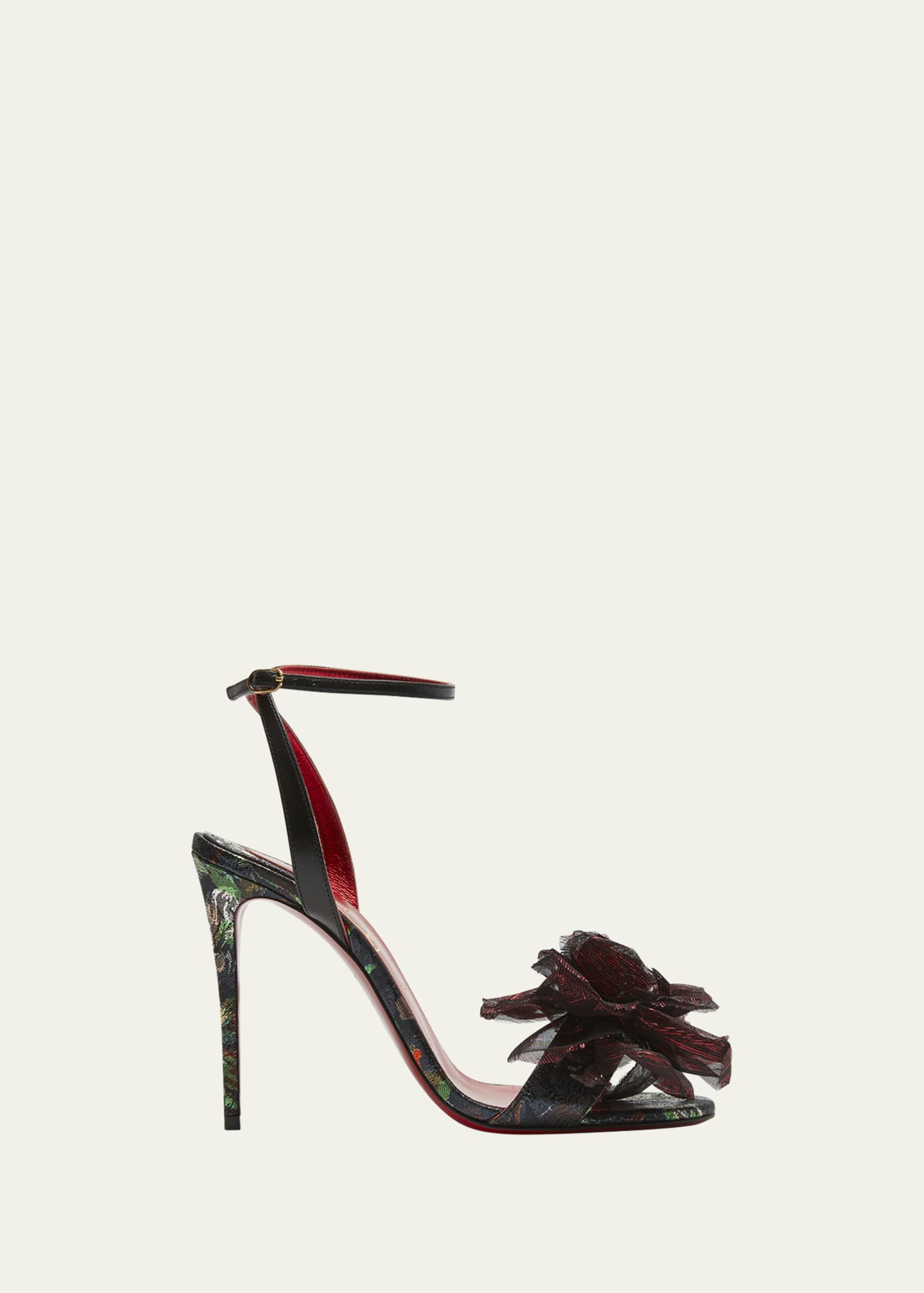 Christian Louboutin Flora Queen Red Sole Ankle-Strap Sandals - Goodman