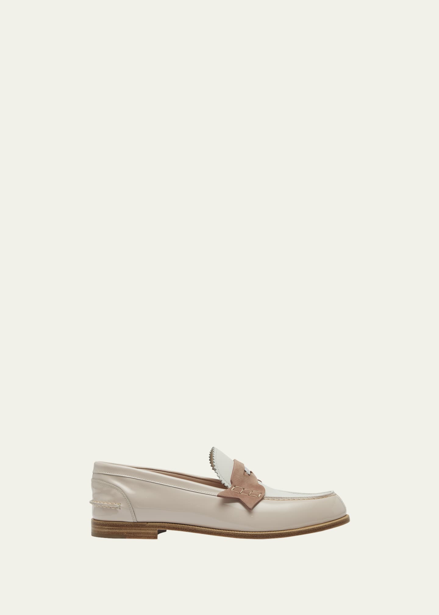 White red store bottom loafers