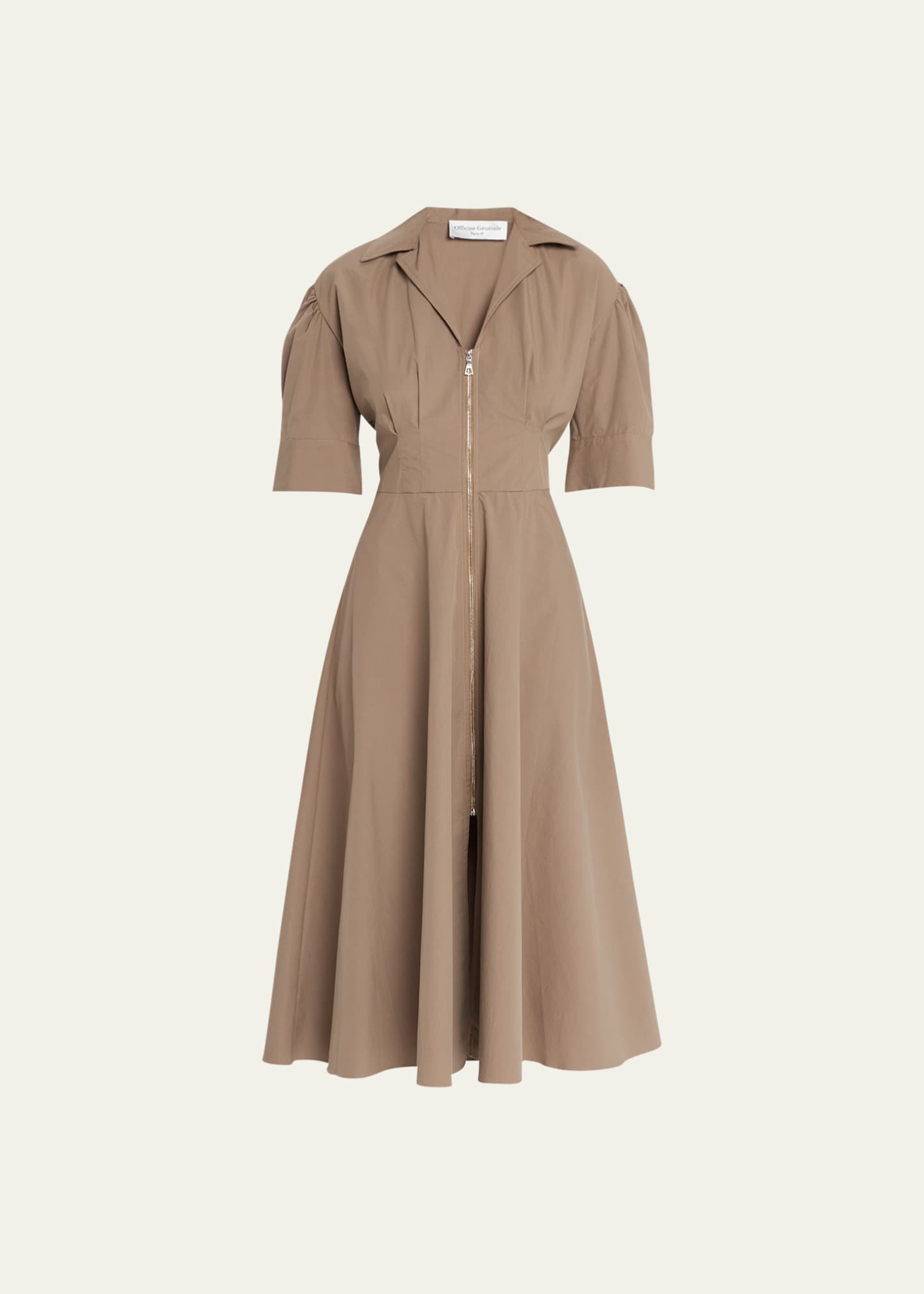 Officine Generale Agatha Zip-Front Midi Dress Image 1 of 5