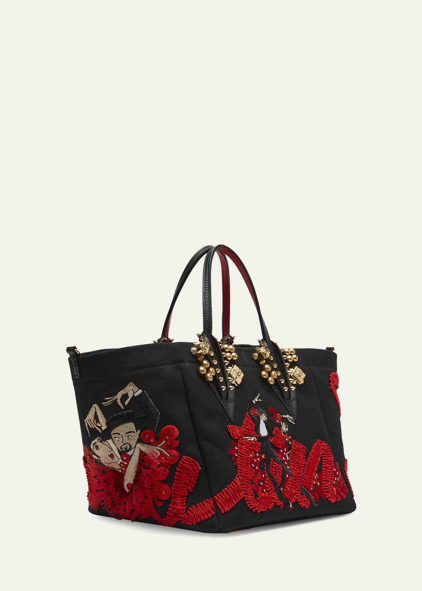 Christian Louboutin Flamencaba Small Stud Embroidered Tote Bag