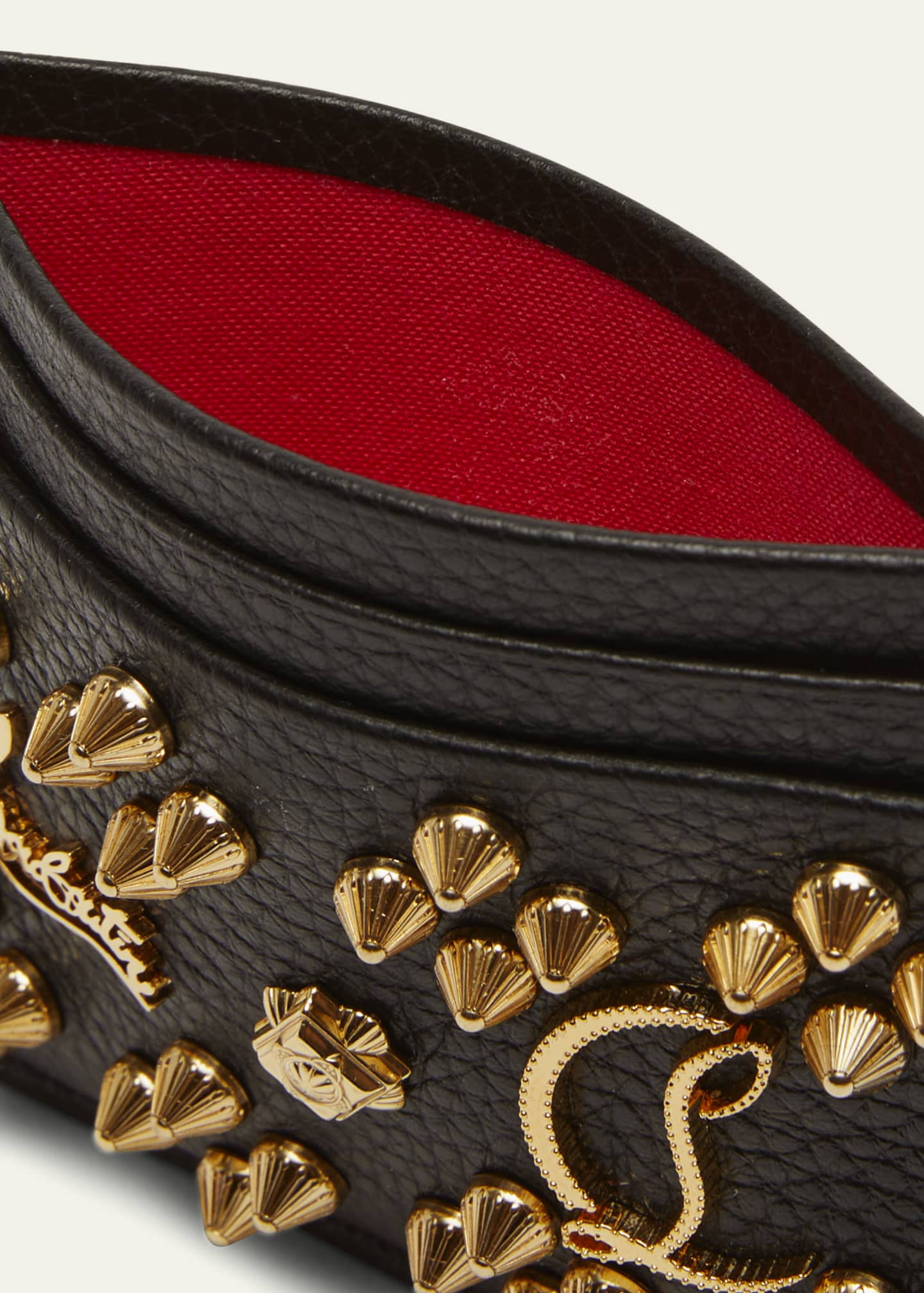 Kios Studded Leather Card Holder in Red - Christian Louboutin