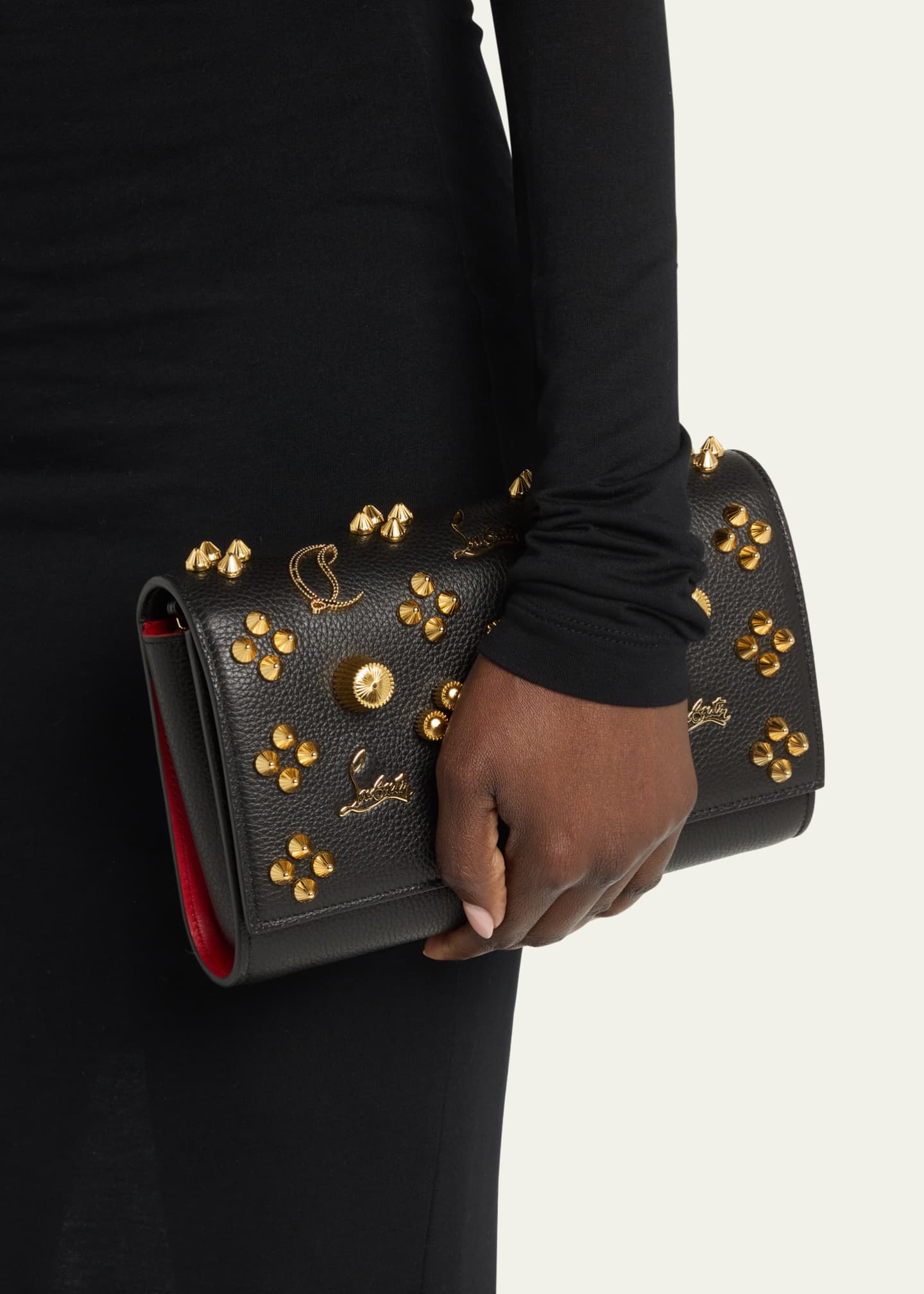 Christian Louboutin Paloma Embellished Leather Clutch Bag