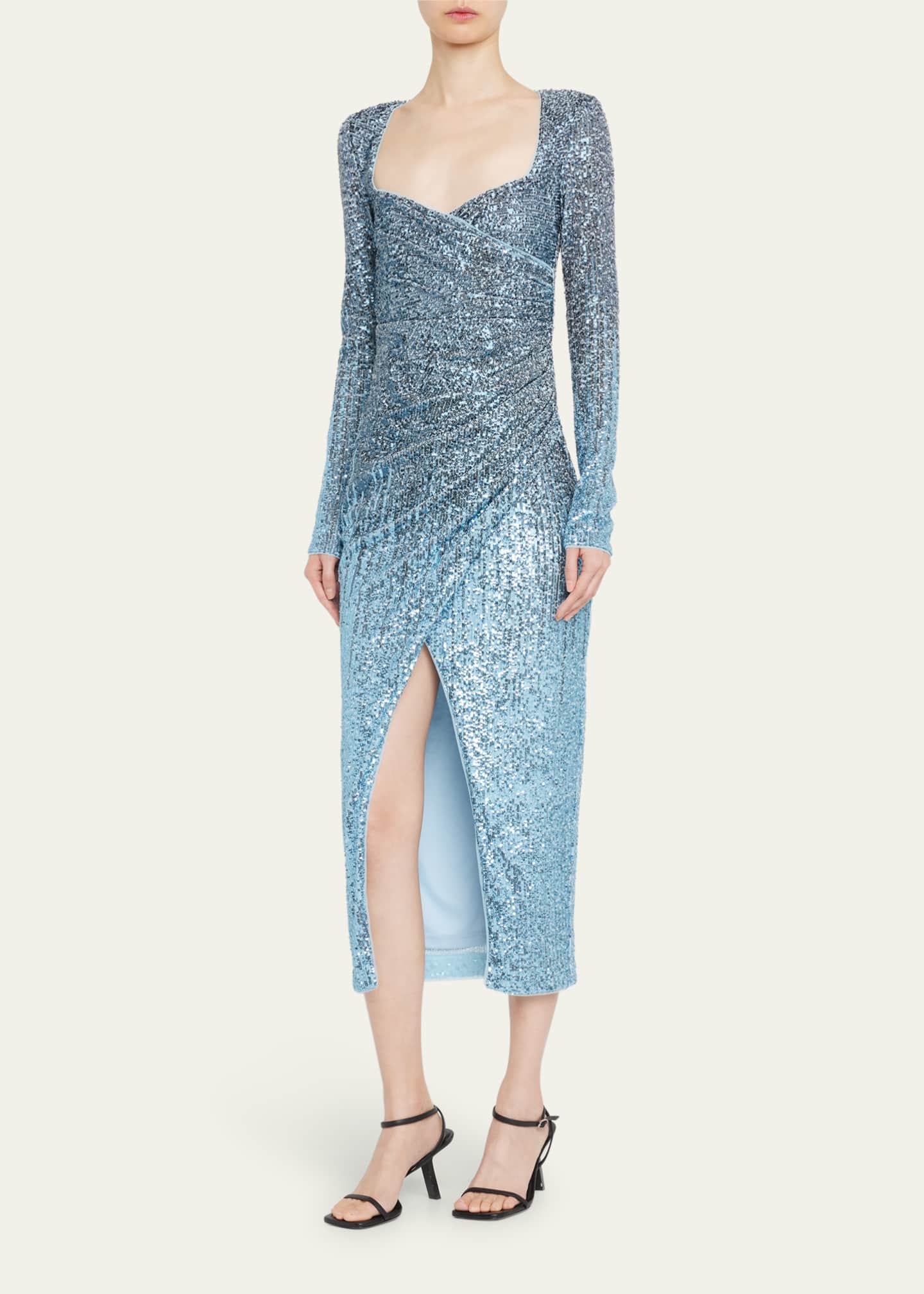 Sequin faux store wrap dress