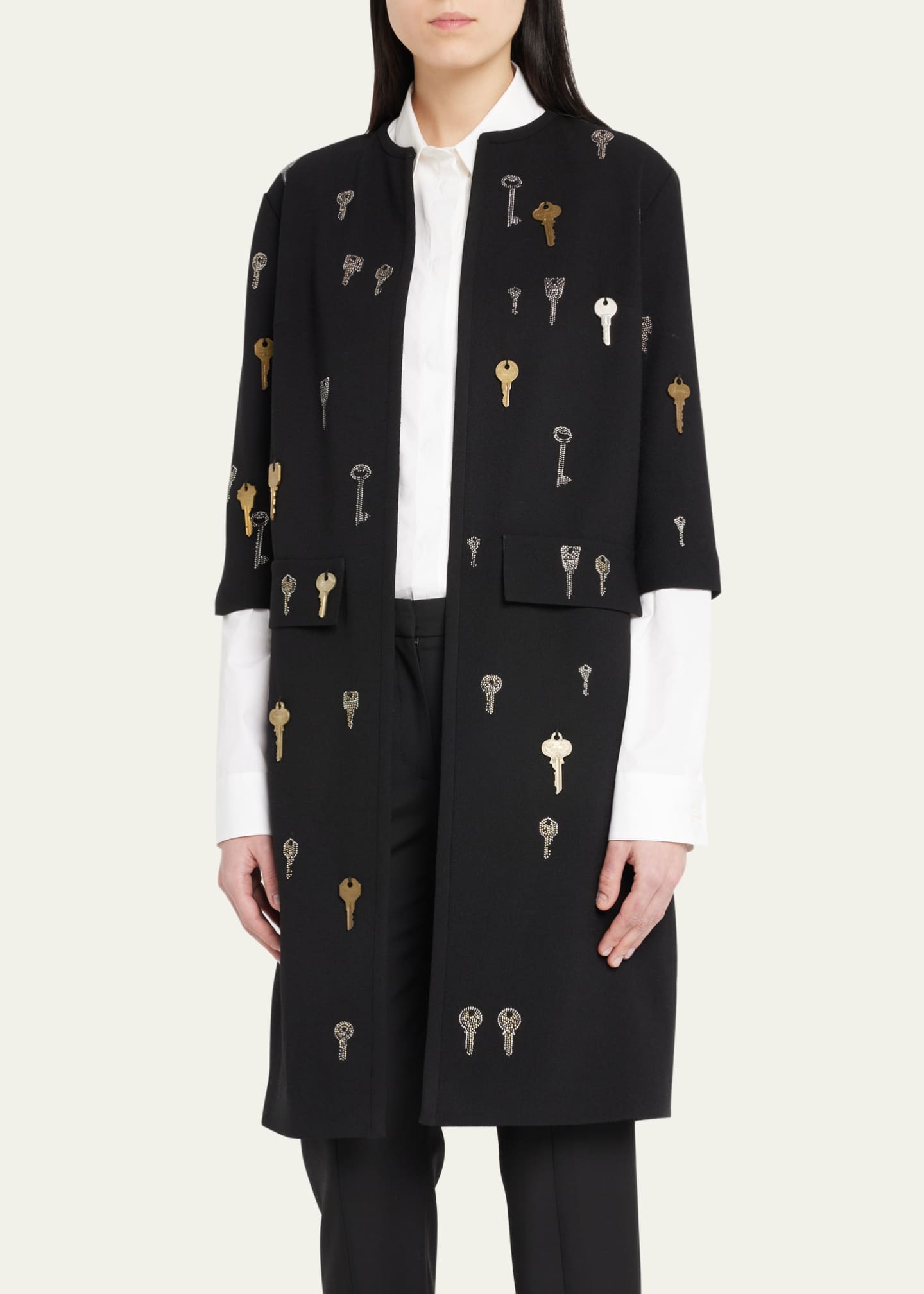 Embellished top duster jacket