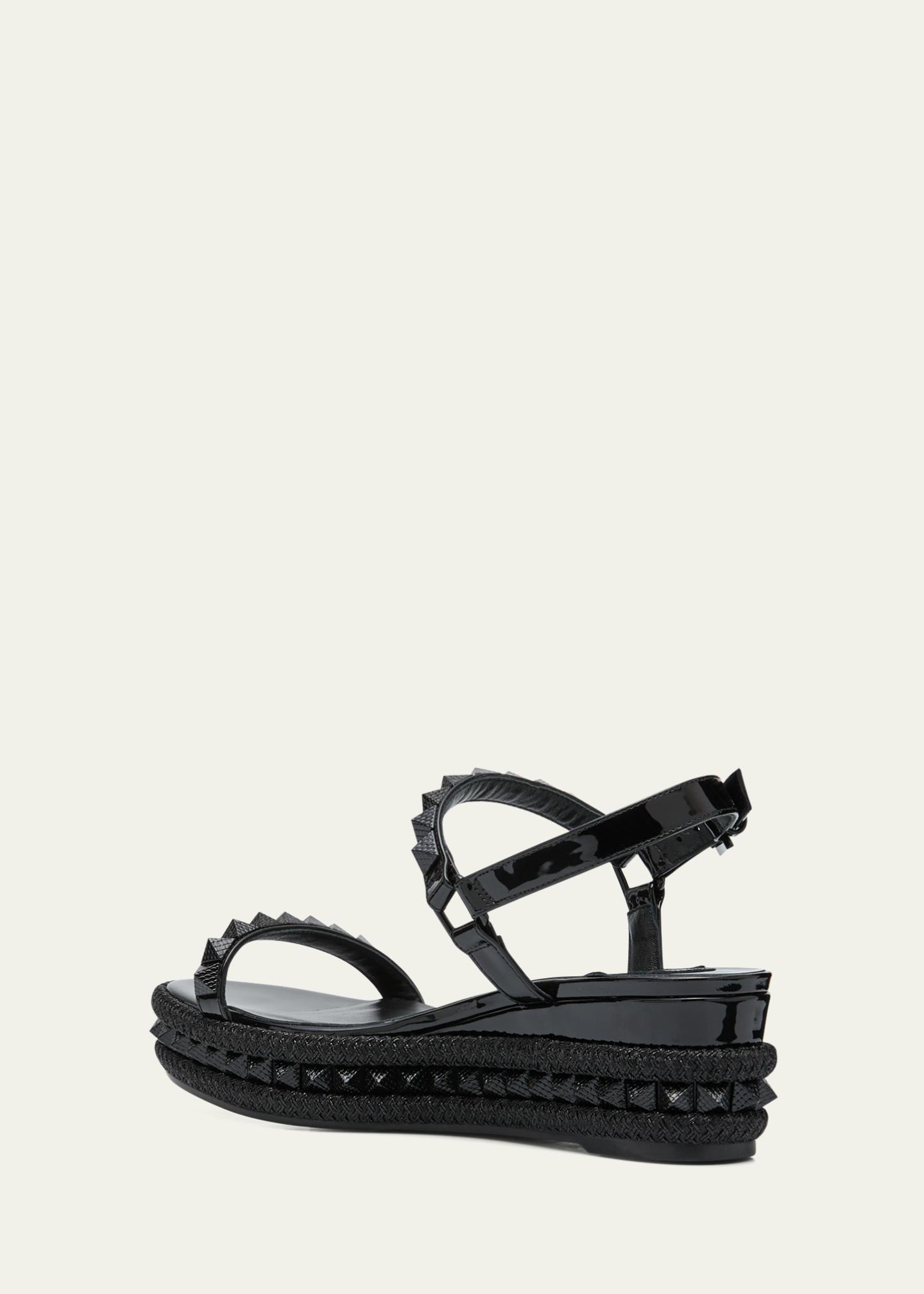 Christian Louboutin 60mm Pyraclou Patent Spike Wedge Sandals