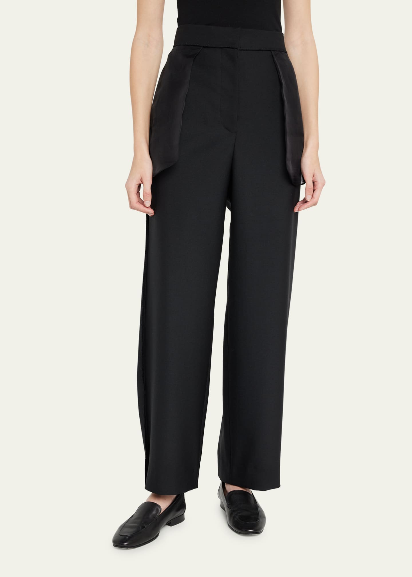 THE ROW Claudiu Wide Leg Trousers with Mesh Pockets Bergdorf Goodman