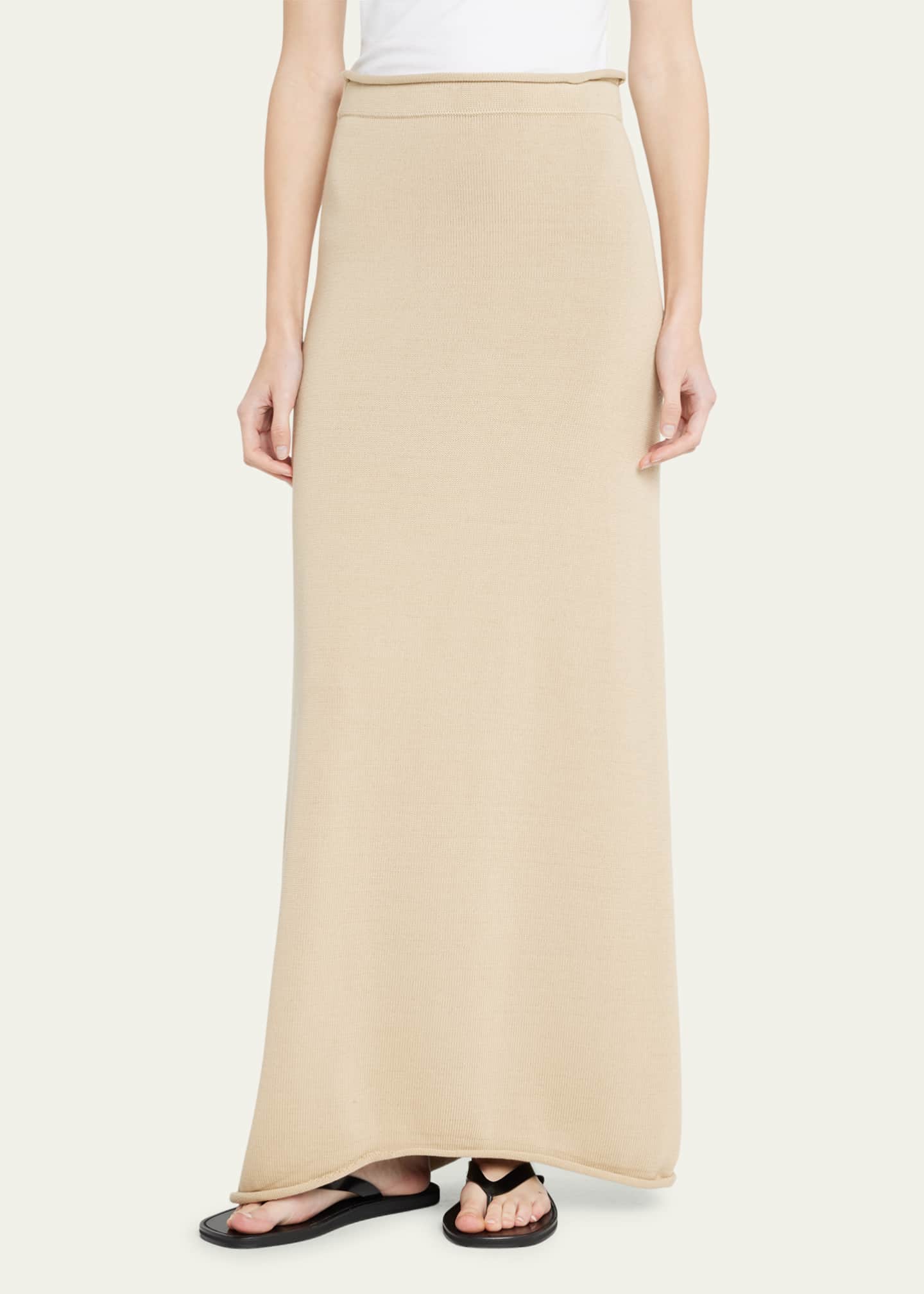 THE ROW Calista Knit Rolled-Edge Straight Maxi Skirt - Bergdorf
