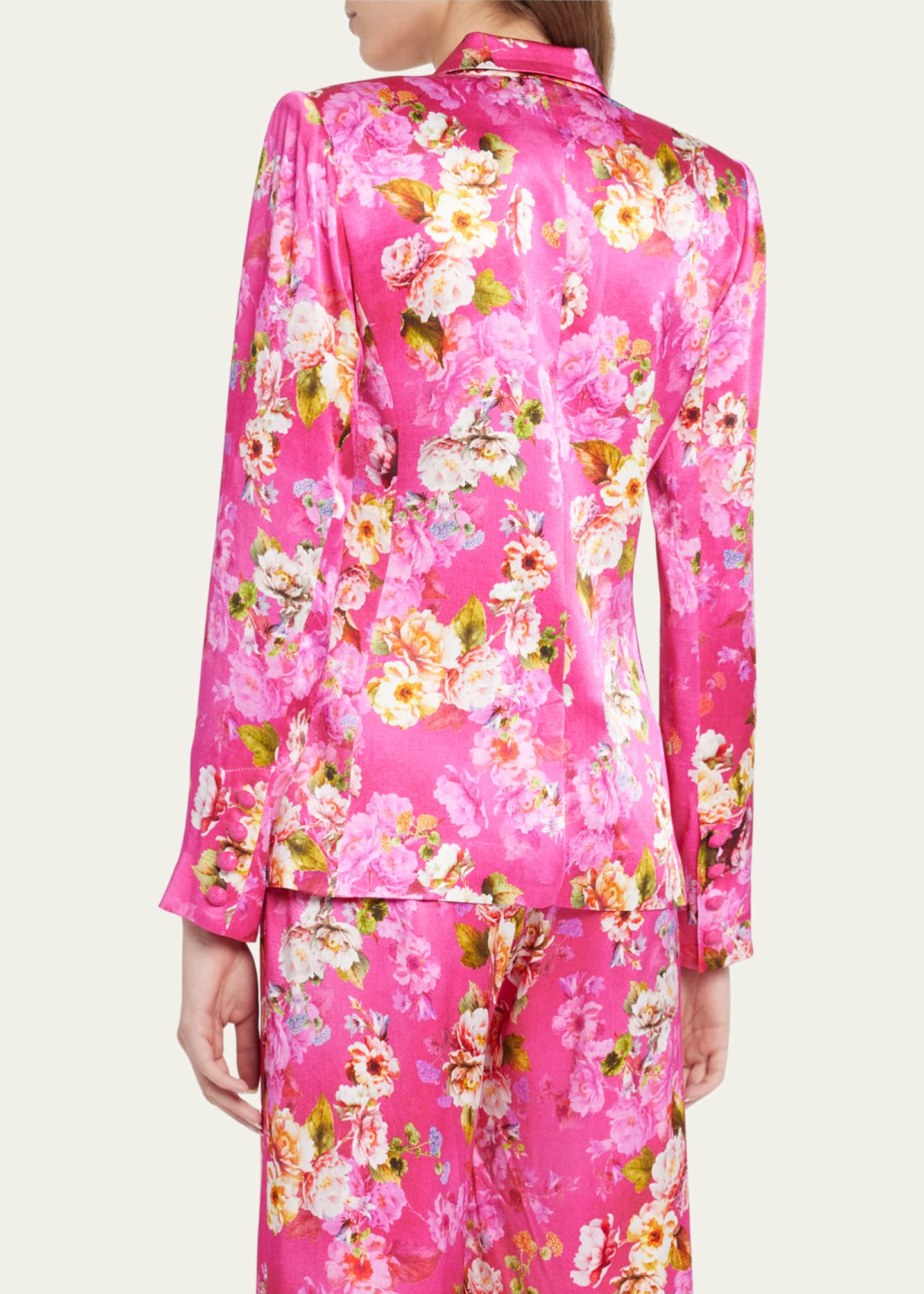 L'Agence Colin Double-Breasted Floral Satin Blazer - Bergdorf Goodman