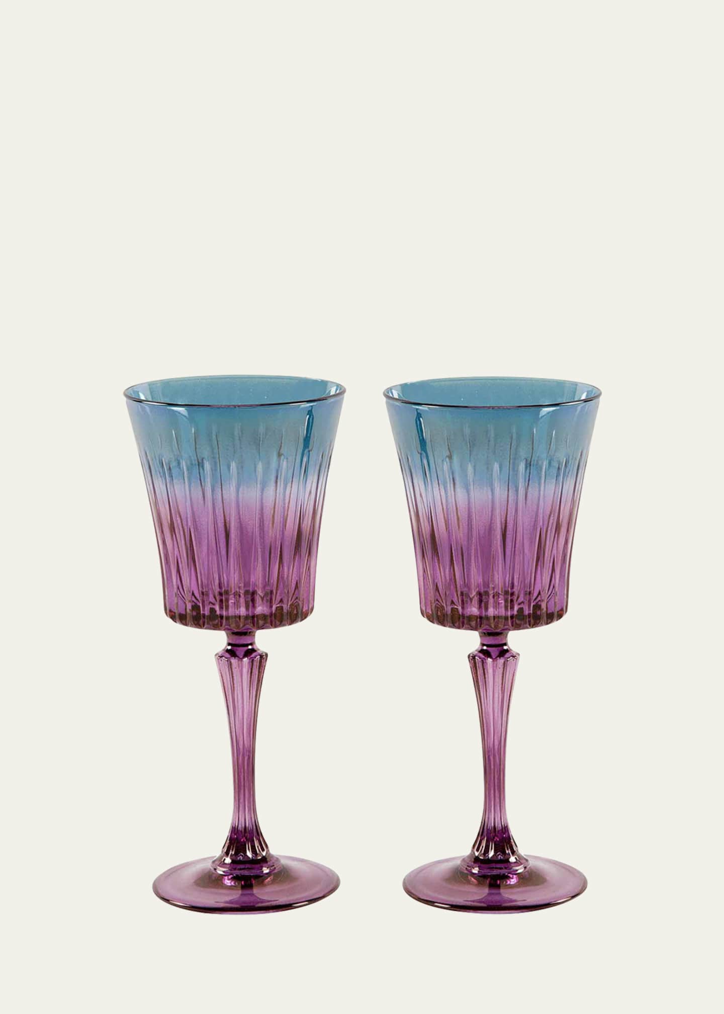 Luisa Beccaria Blue Shaded Stemmed Water Glasses, Set of 2 - Bergdorf  Goodman