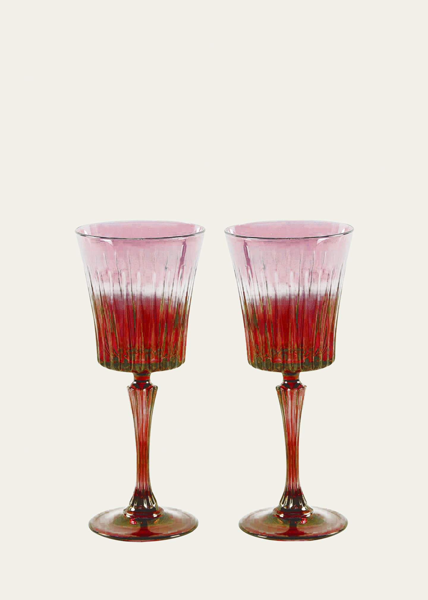 Luisa Beccaria Pink Shaded Stemmed Wine Glasses, Set of 2 Image 2 of 2